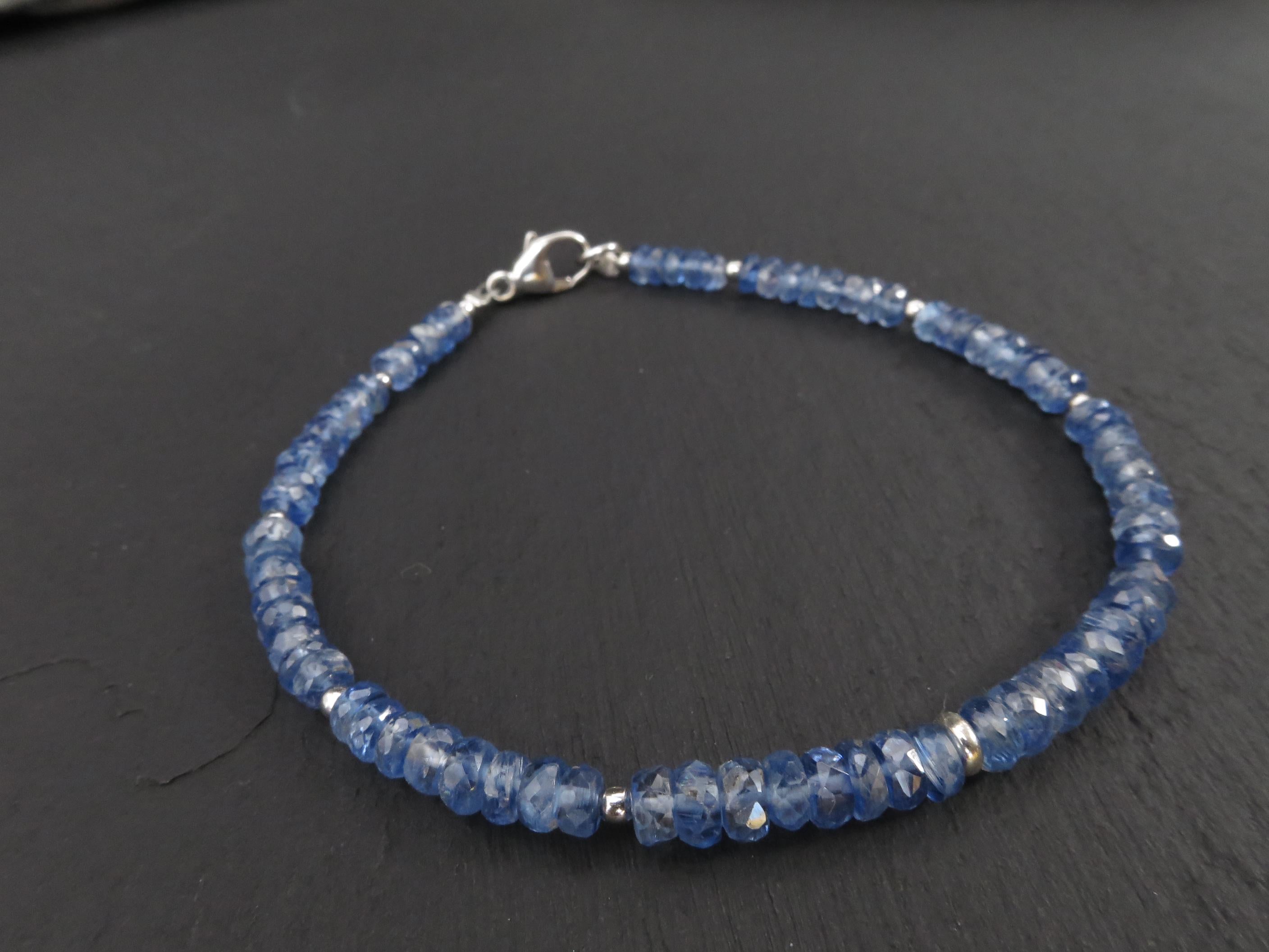 Kyanit Armband facettiert 19cm blaues Edelsteinarmband