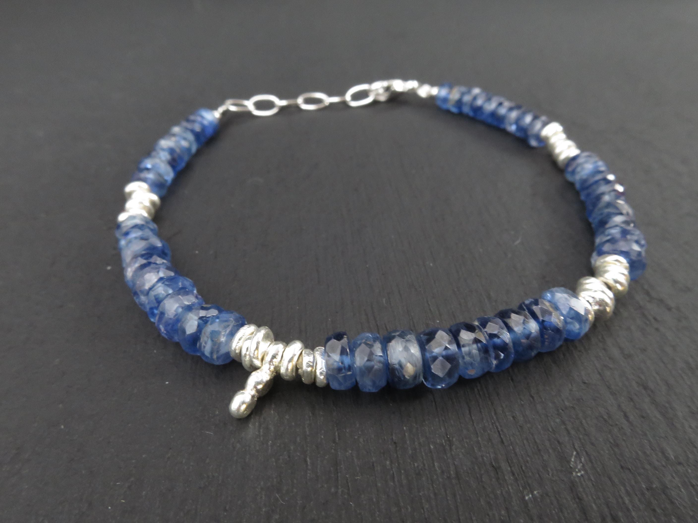 Kyanit Armband facettiert Edelsteinarmband blau Silber