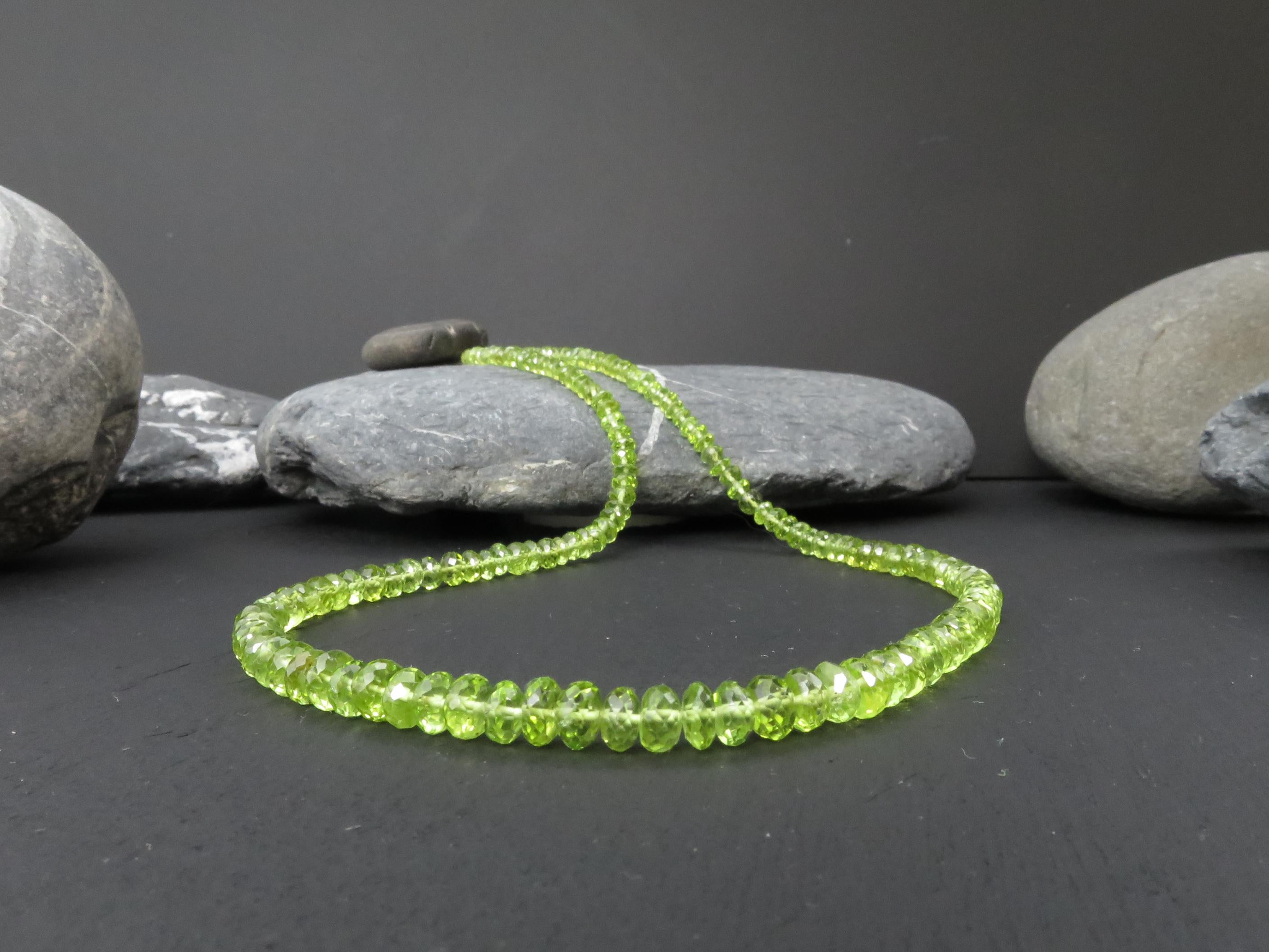 Peridot Kette grün 46cm Edelsteinkette Sterling Silber