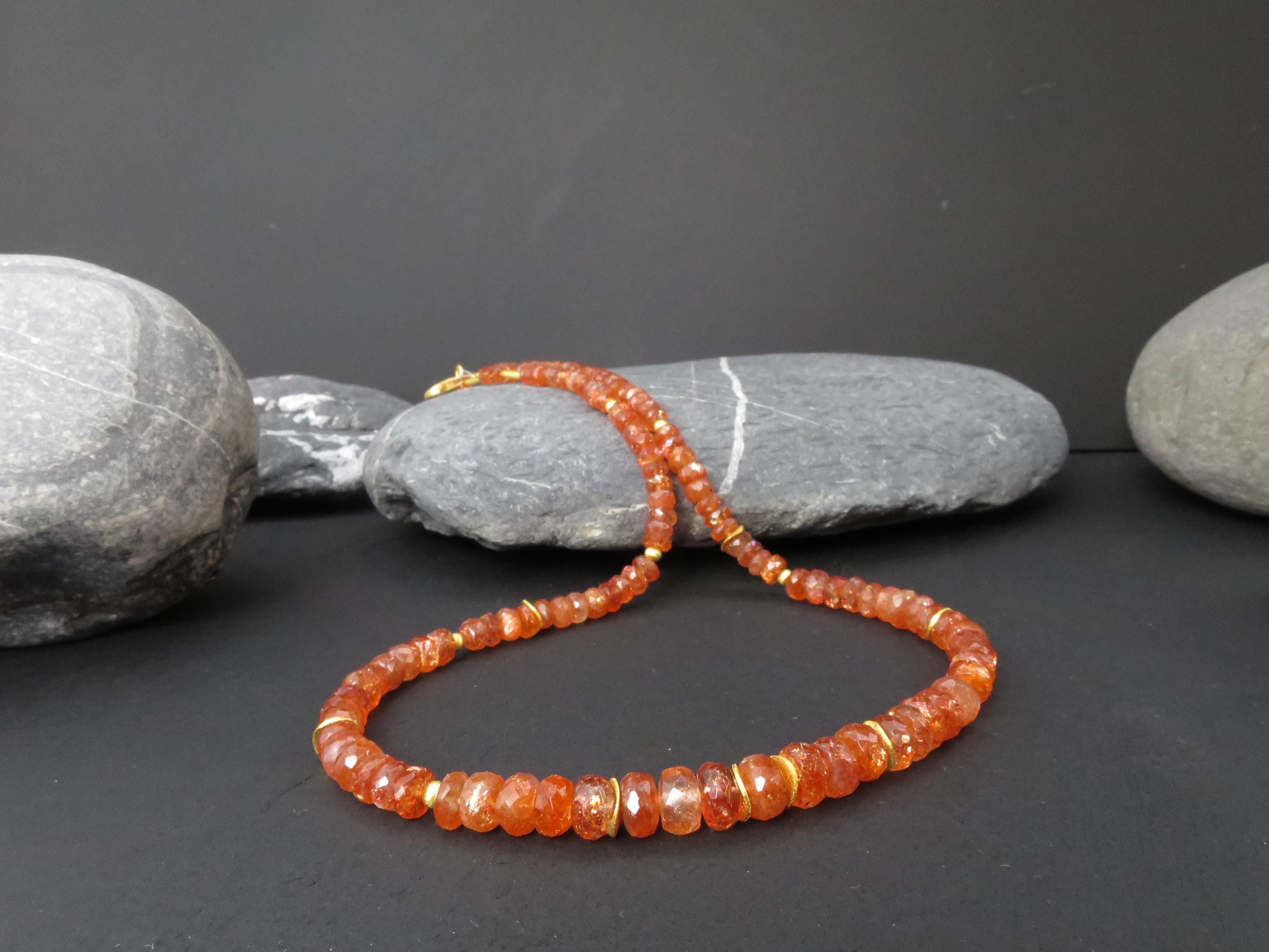 Sonnenstein Kette 48cm vergoldet Edelsteinkette