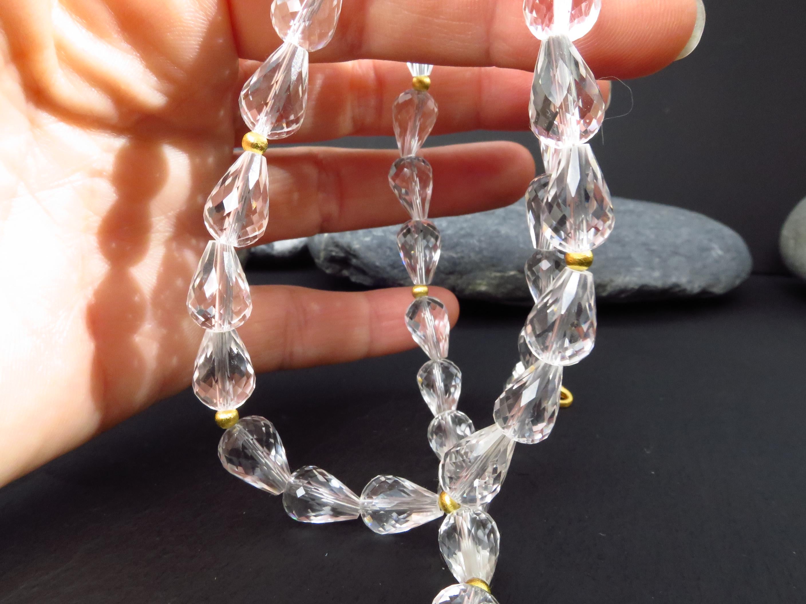 Echte Bergkristall Edelsteinkette vergoldet 46cm