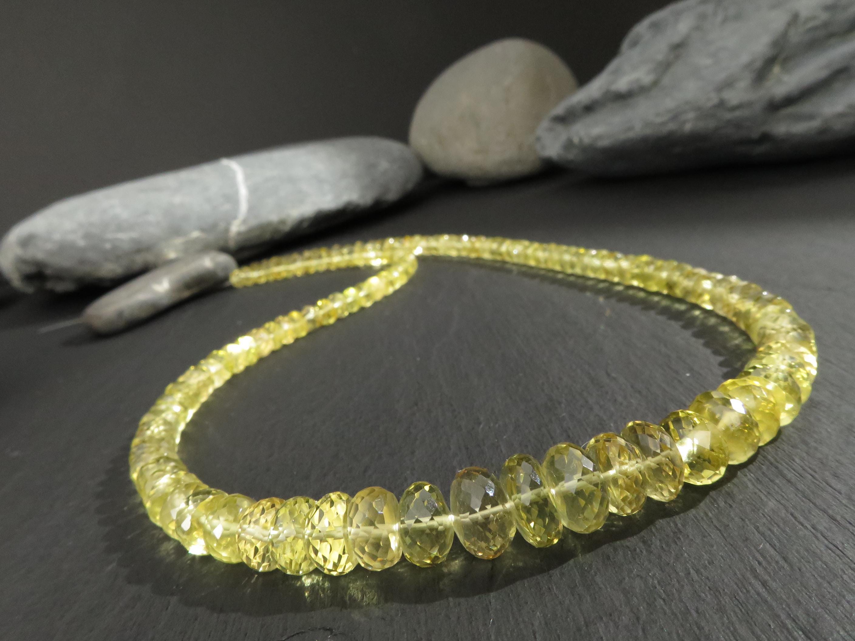 Heliodor Kette gelb 46cm AAA Beryll Edelsteinkette