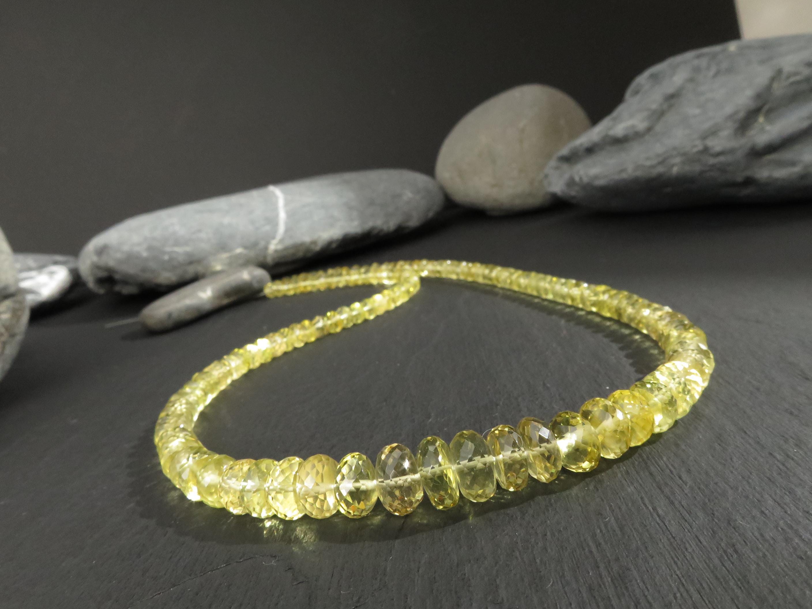 Heliodor Kette gelb 46cm AAA Beryll Edelsteinkette