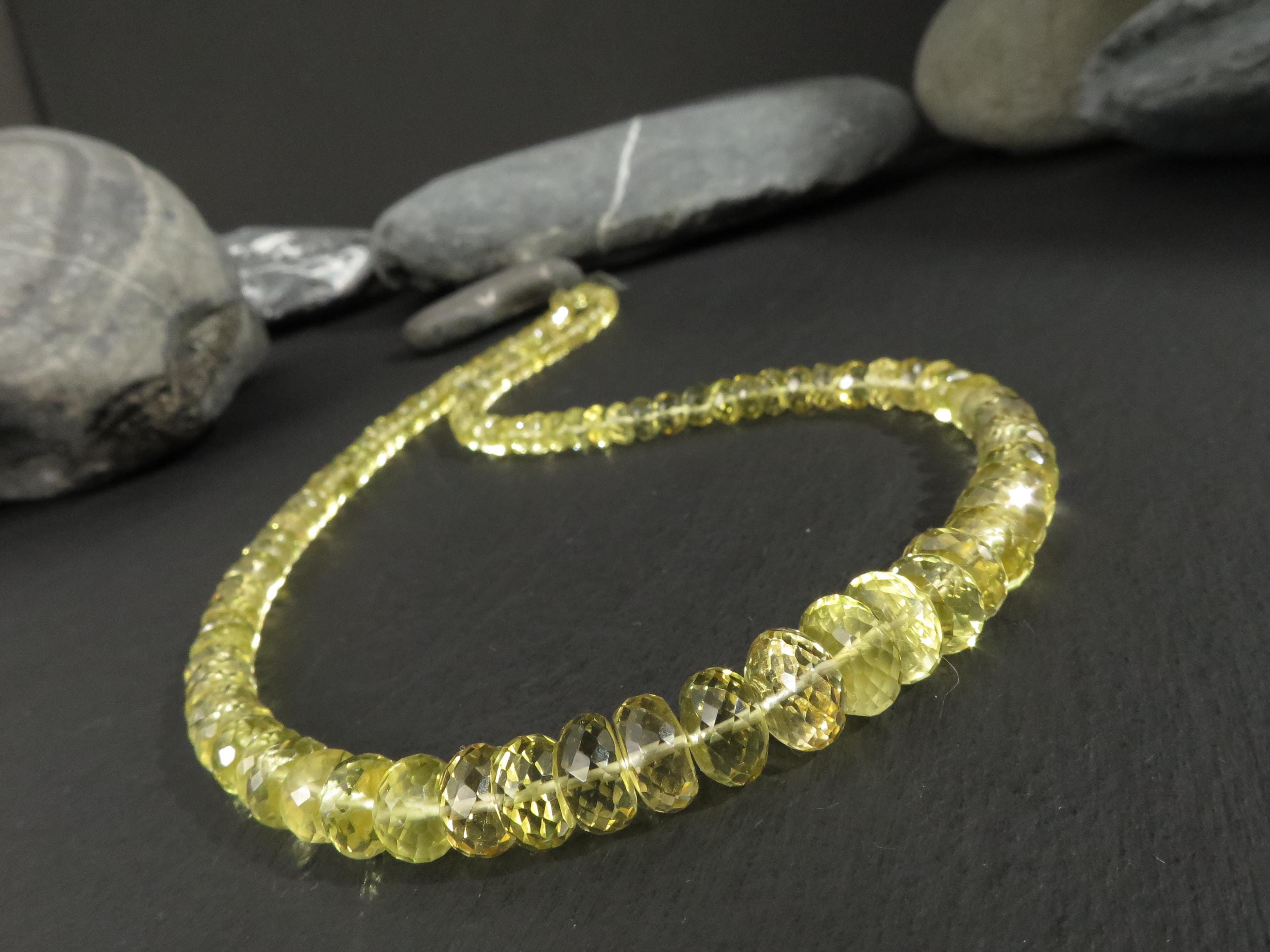 Heliodor Kette gelb 46cm AAA Beryll Edelsteinkette