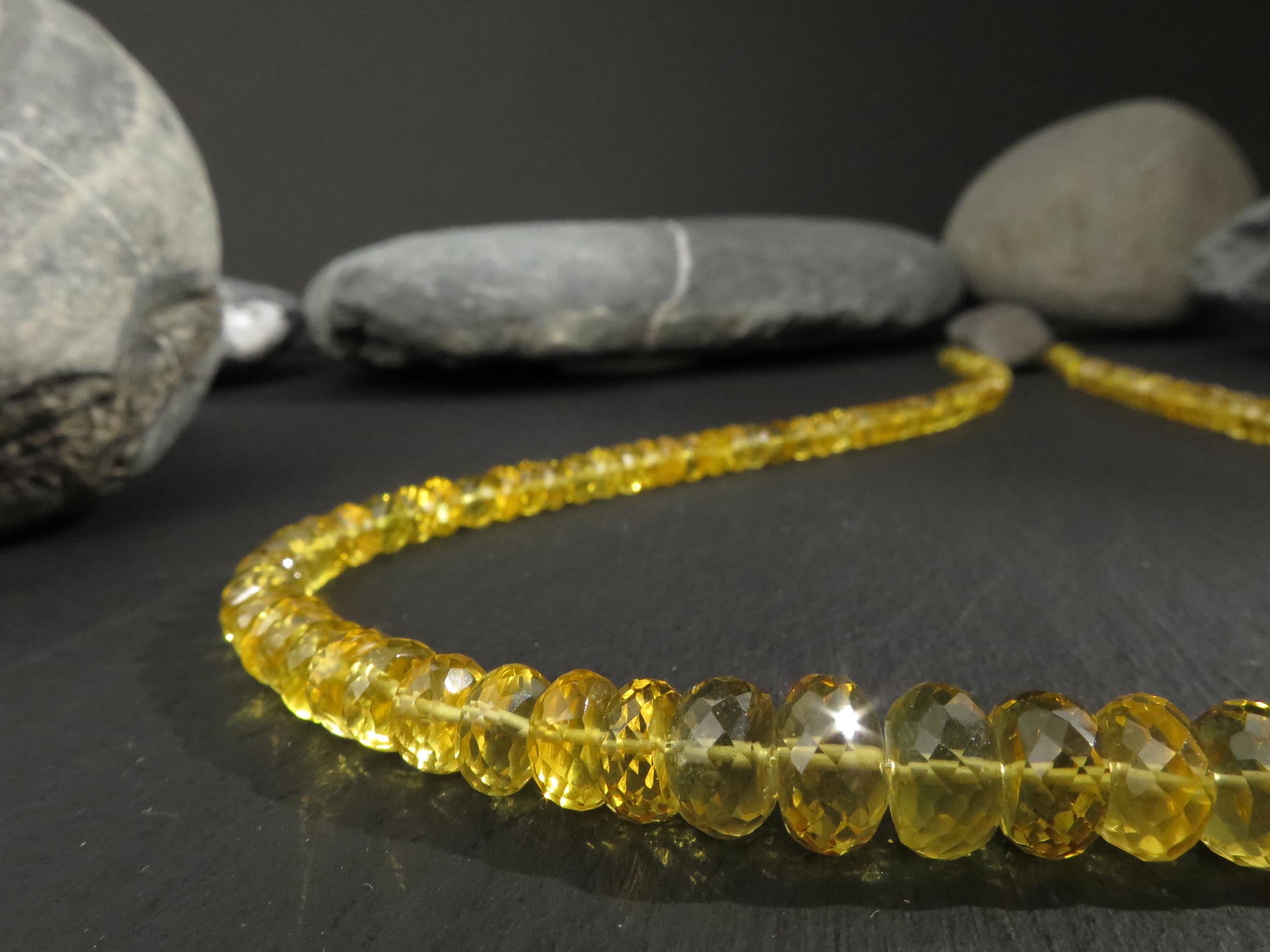 Heliodor Kette dunkelgelb 46cm Beryll Edelsteinkette