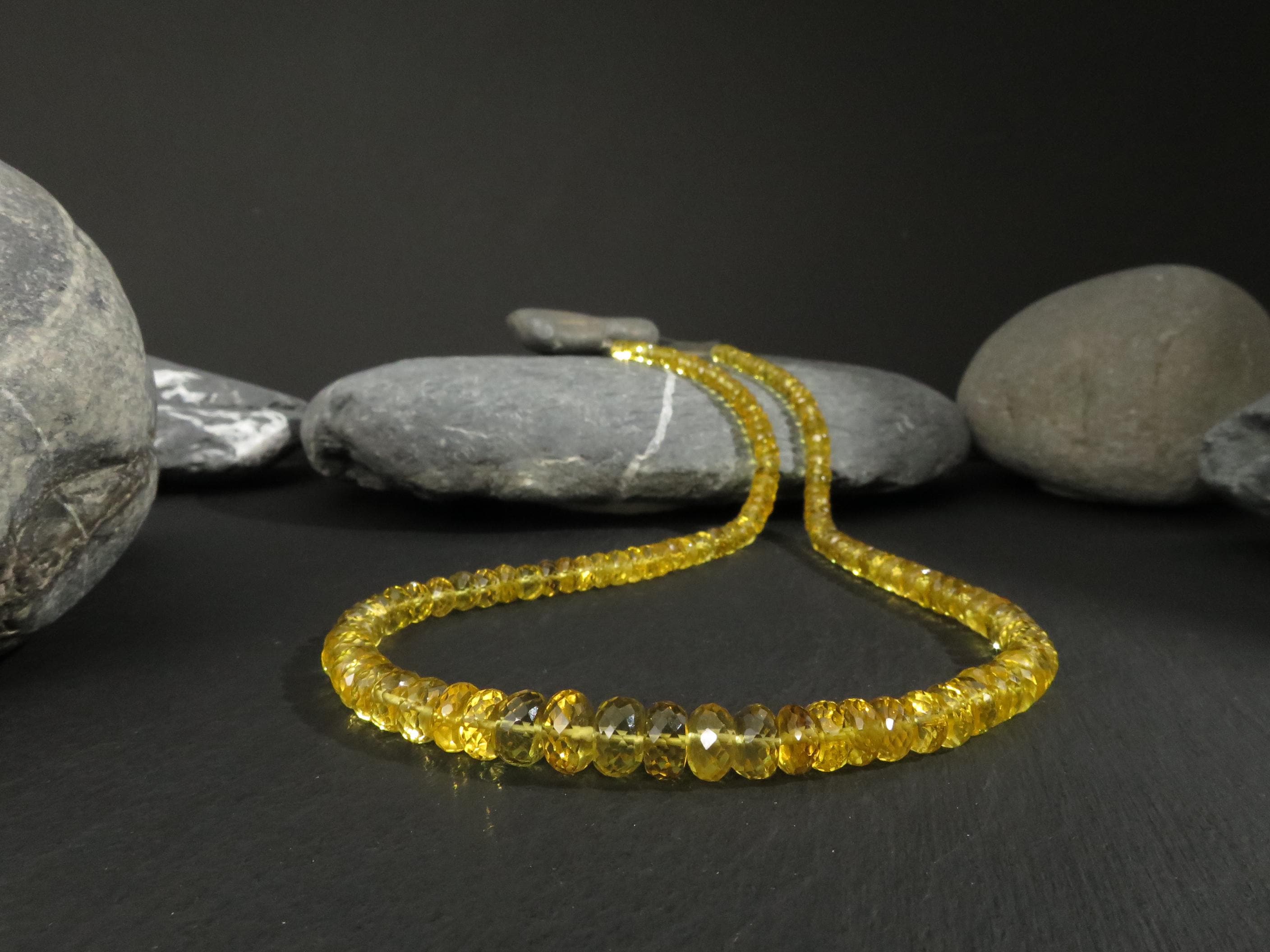 Heliodor Kette dunkelgelb 46cm Beryll Edelsteinkette