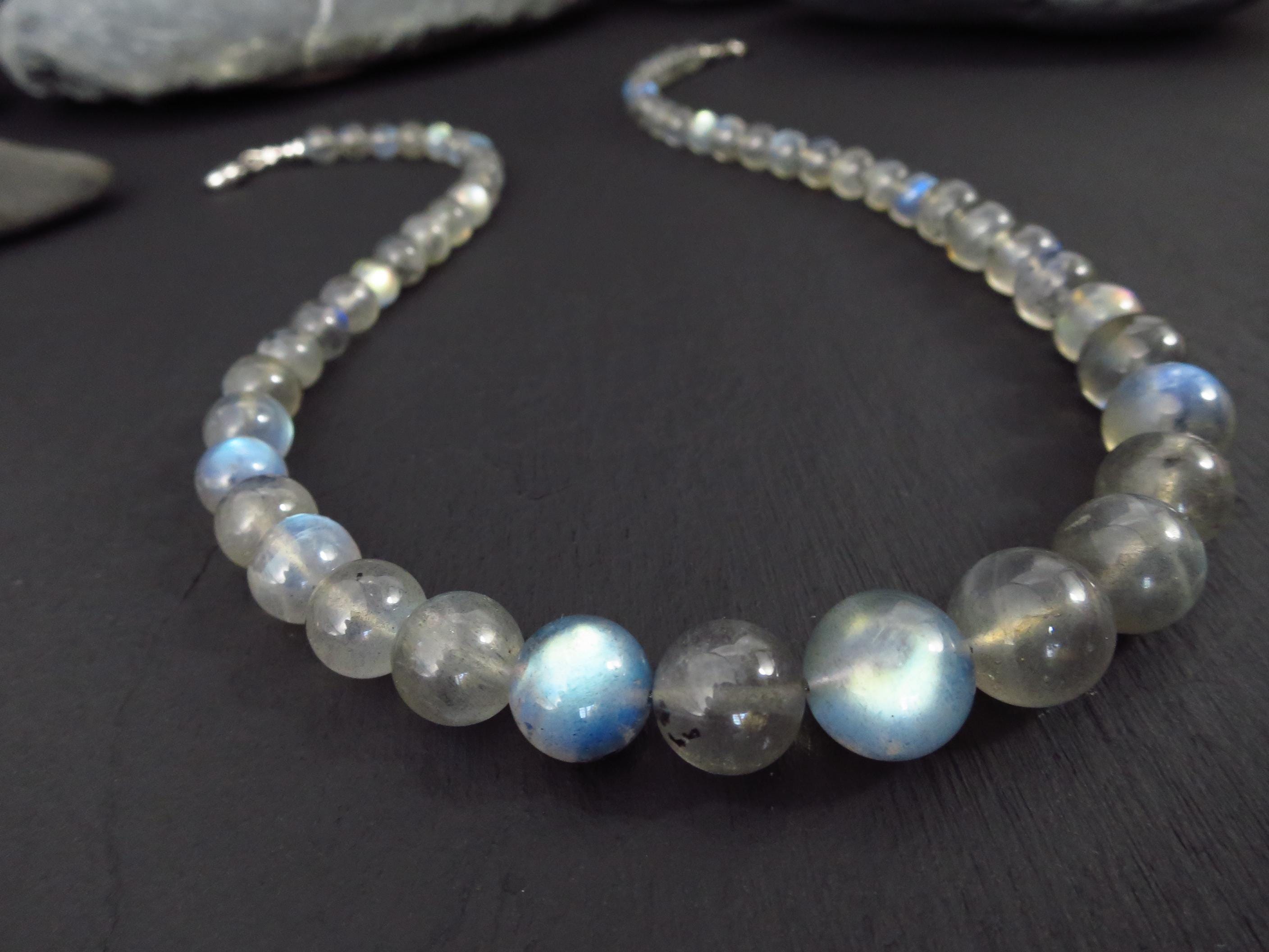 Labradorit Kette 49cm Edelstein Kugelkette