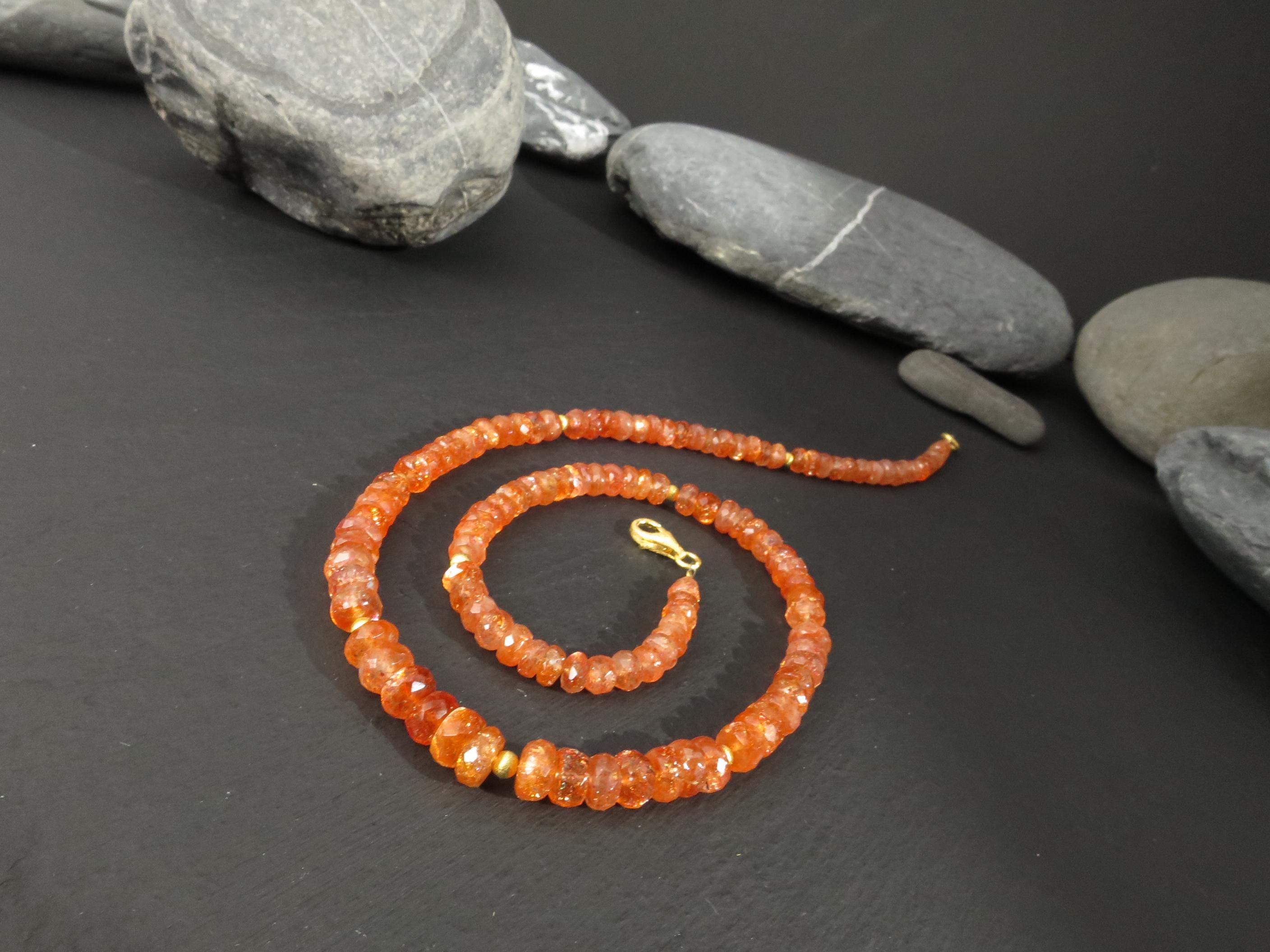 Sonnenstein Kette 46cm vergoldet Edelsteinkette