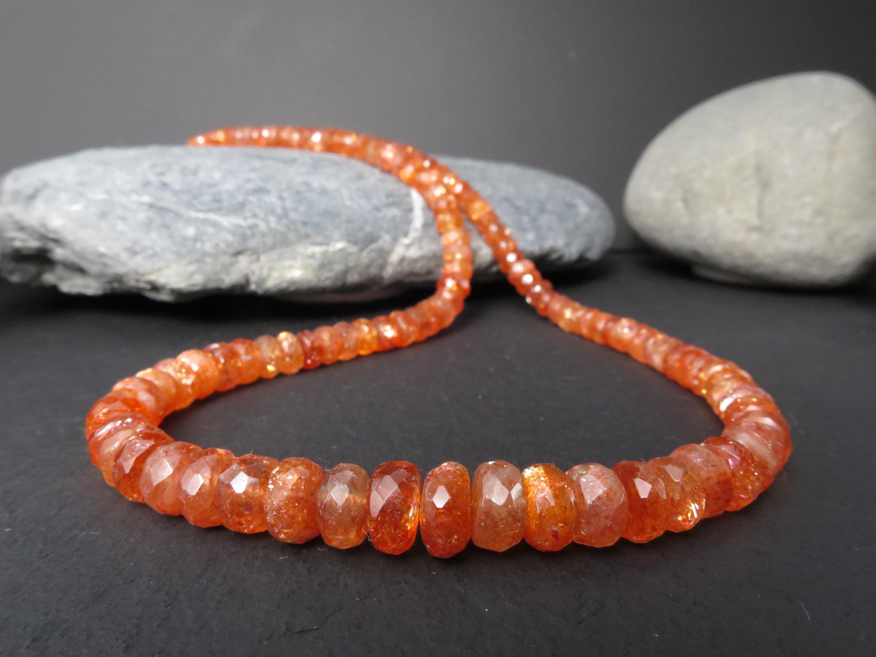 Sonnenstein Kette 47cm Sterling Silber Edelsteinkette