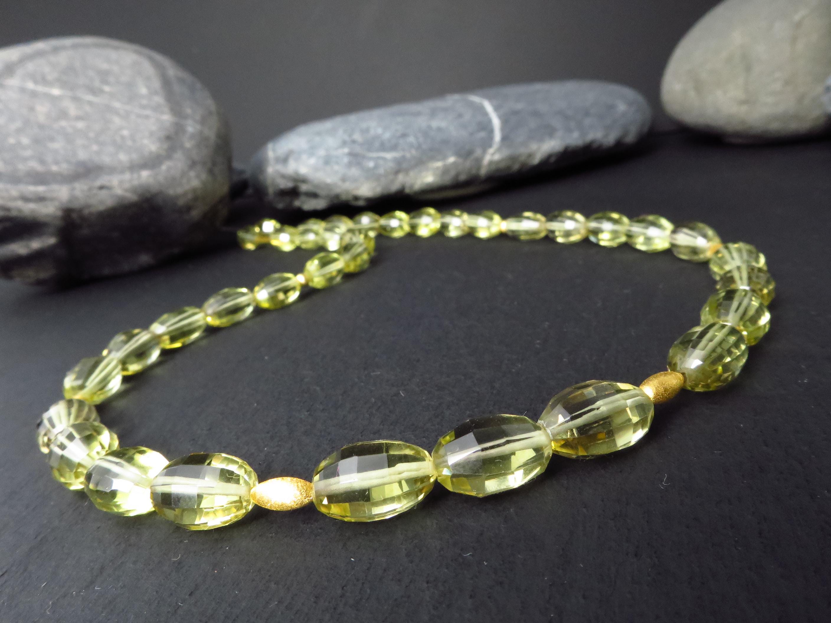 Citrin Edelsteinkette gelb 47cm Silber Lemonquarz