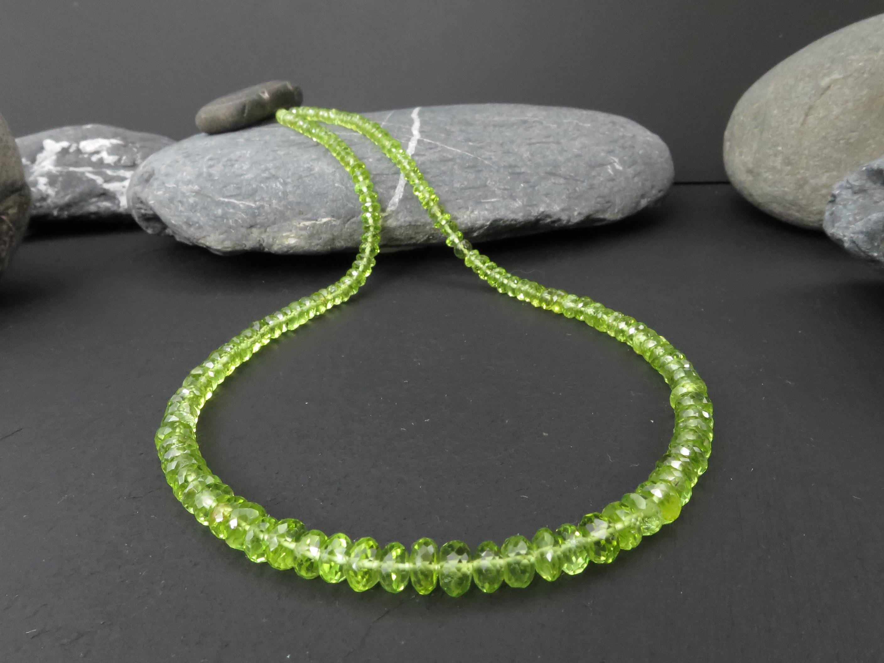 Peridot Kette grün 46cm Edelsteinkette Sterling Silber