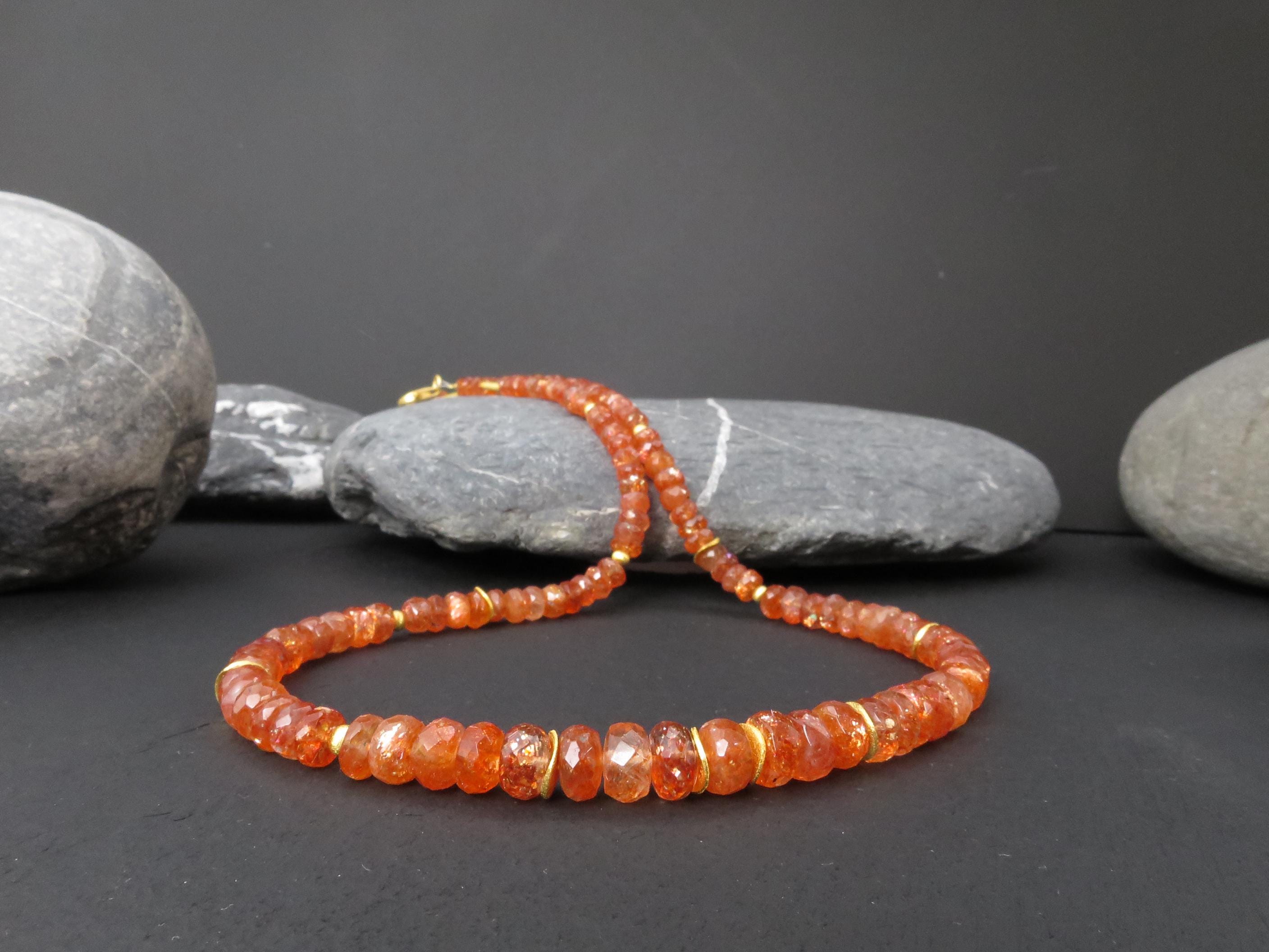 Sonnenstein Kette 48cm vergoldet Edelsteinkette