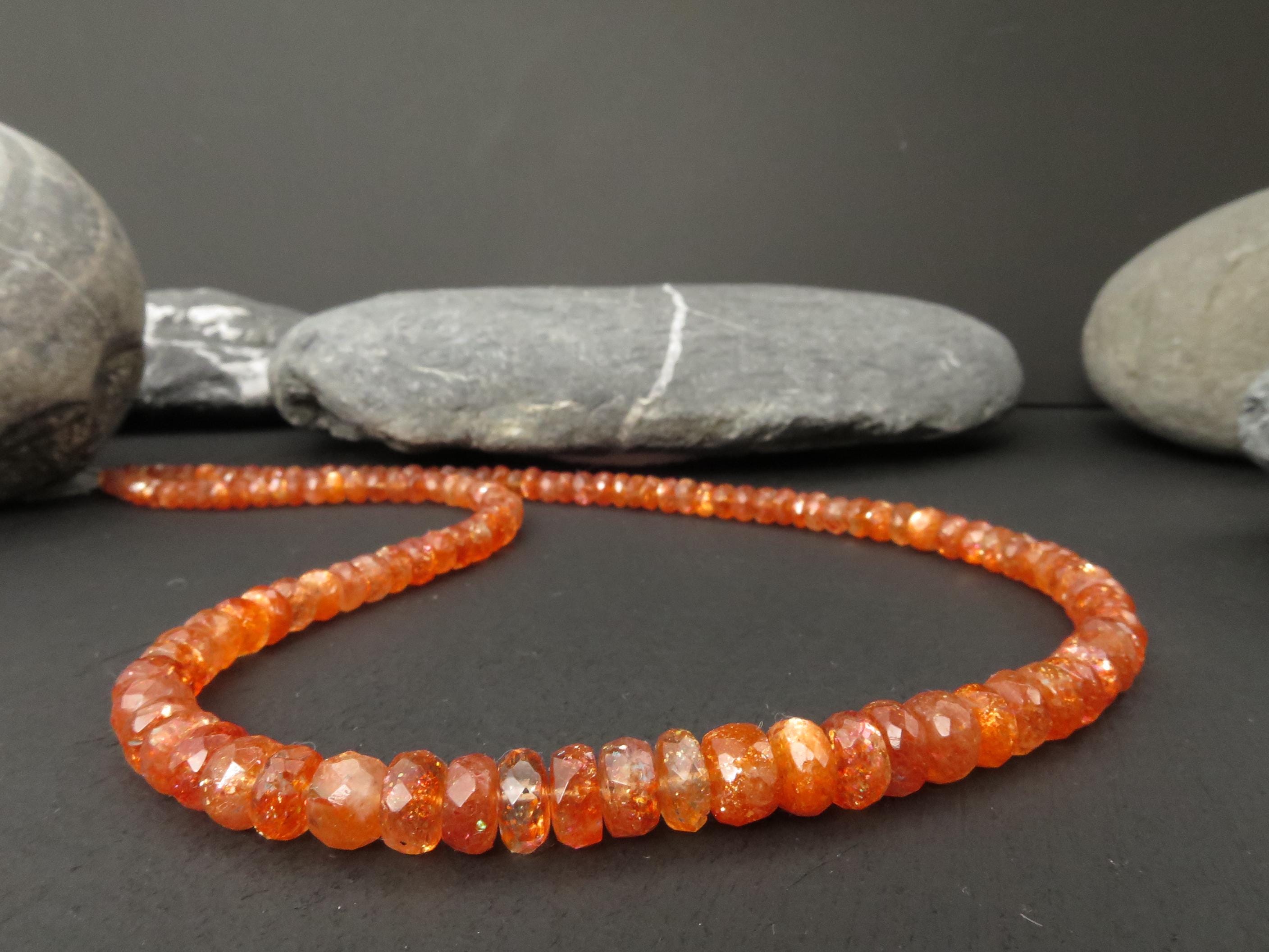 Sonnenstein Kette 47,5cm Sterling Silber Edelsteinkette