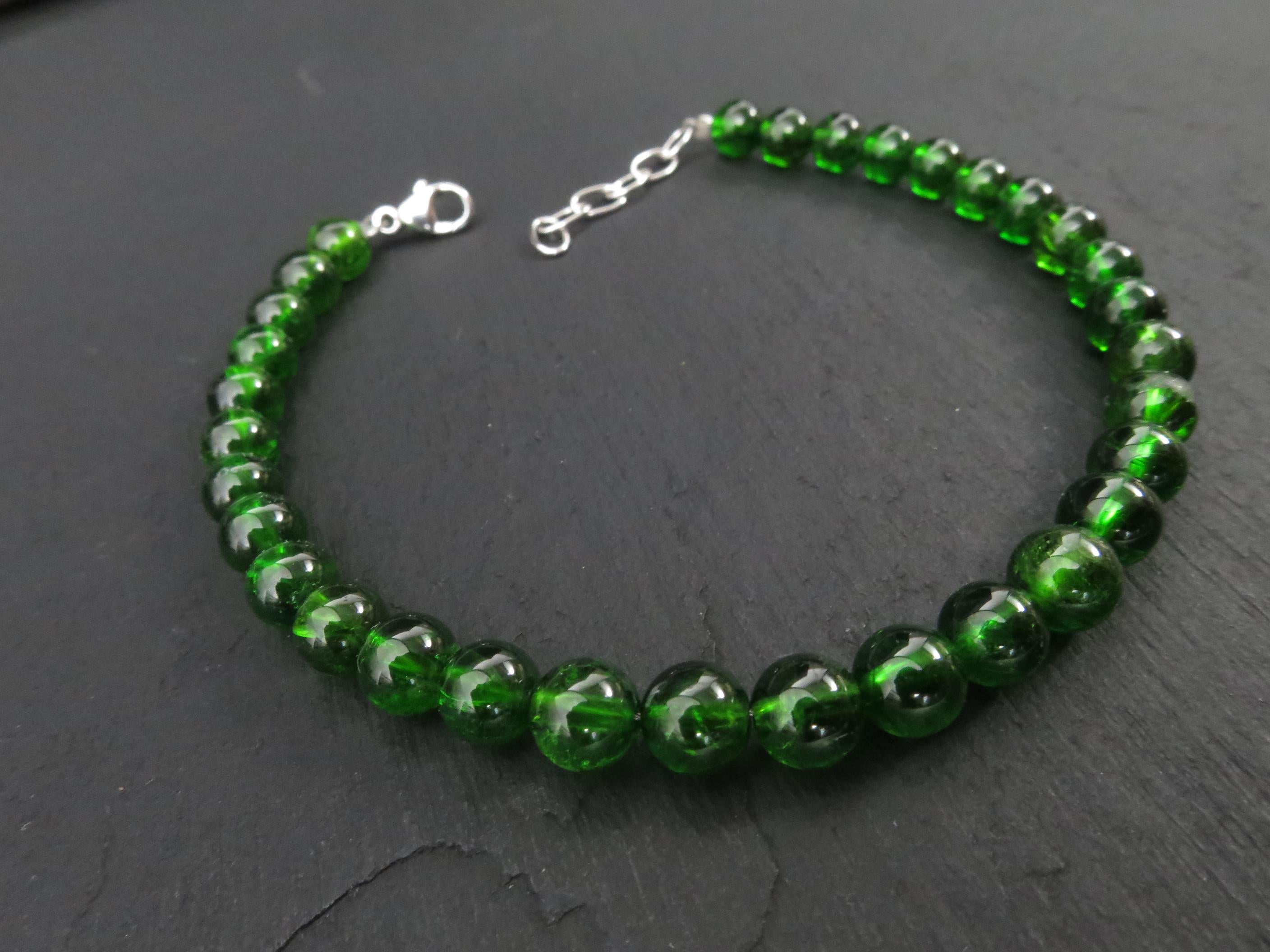 Chromdiopsid Armband grünes Edelsteinarmband 17,5- 20cm