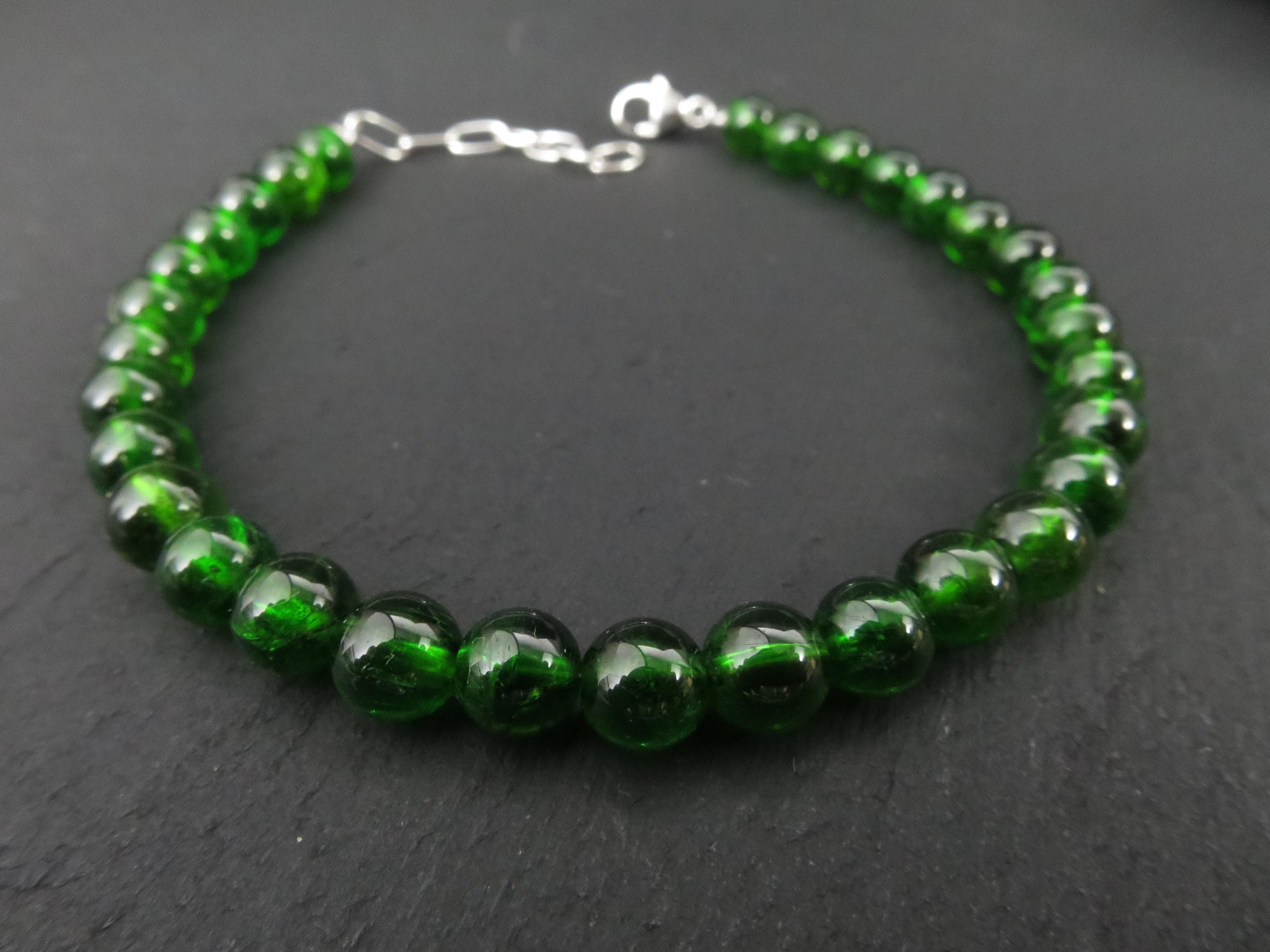 Chromdiopsid Armband grünes Edelsteinarmband 17 - 20cm