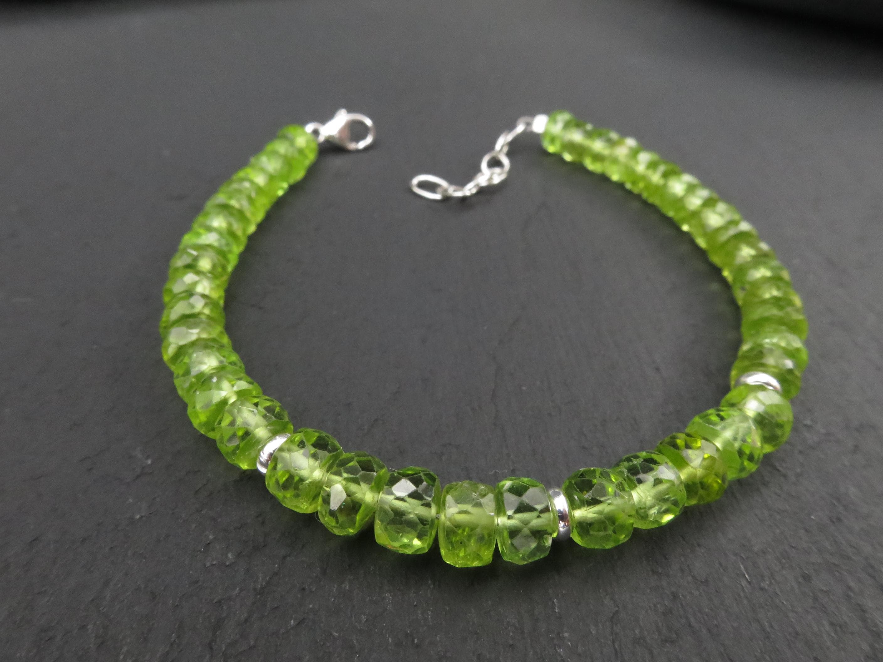 Peridot Armband grünes Edelsteinarmband 16,5 - 19,5 cm