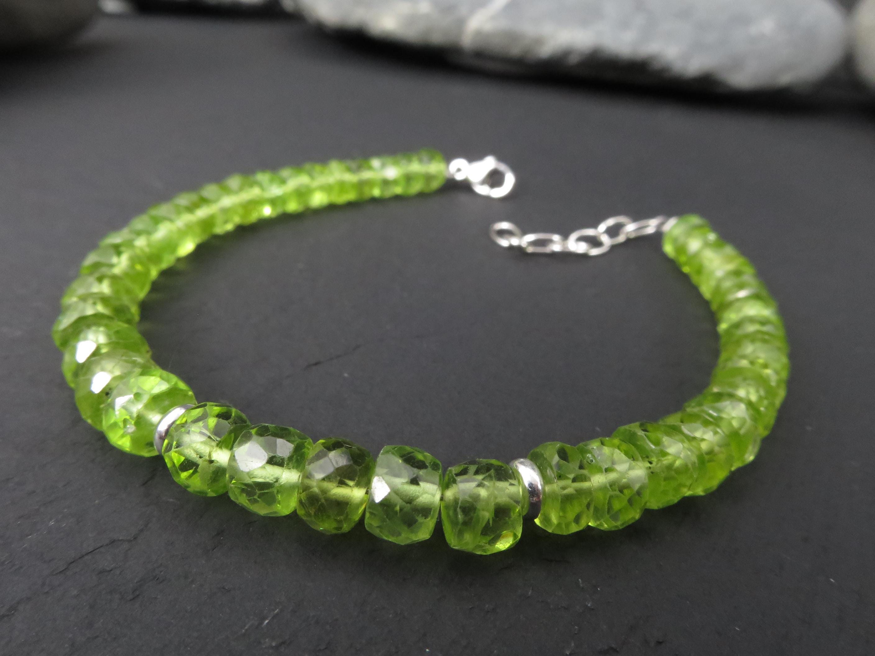 Peridot Armband grünes Edelsteinarmband 16,5 - 19,5 cm