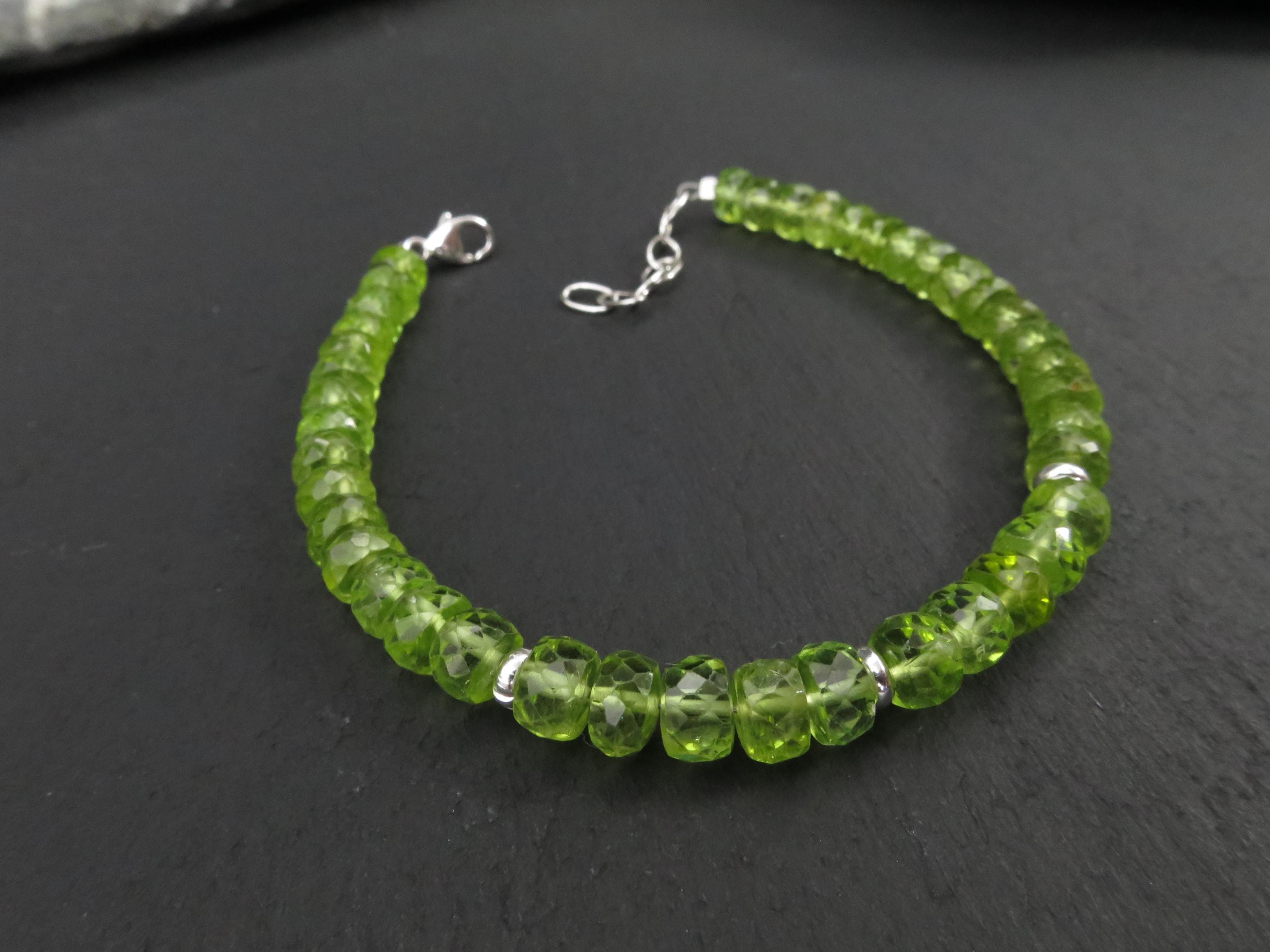 Peridot Armband grünes Edelsteinarmband 16,5 - 19,5 cm