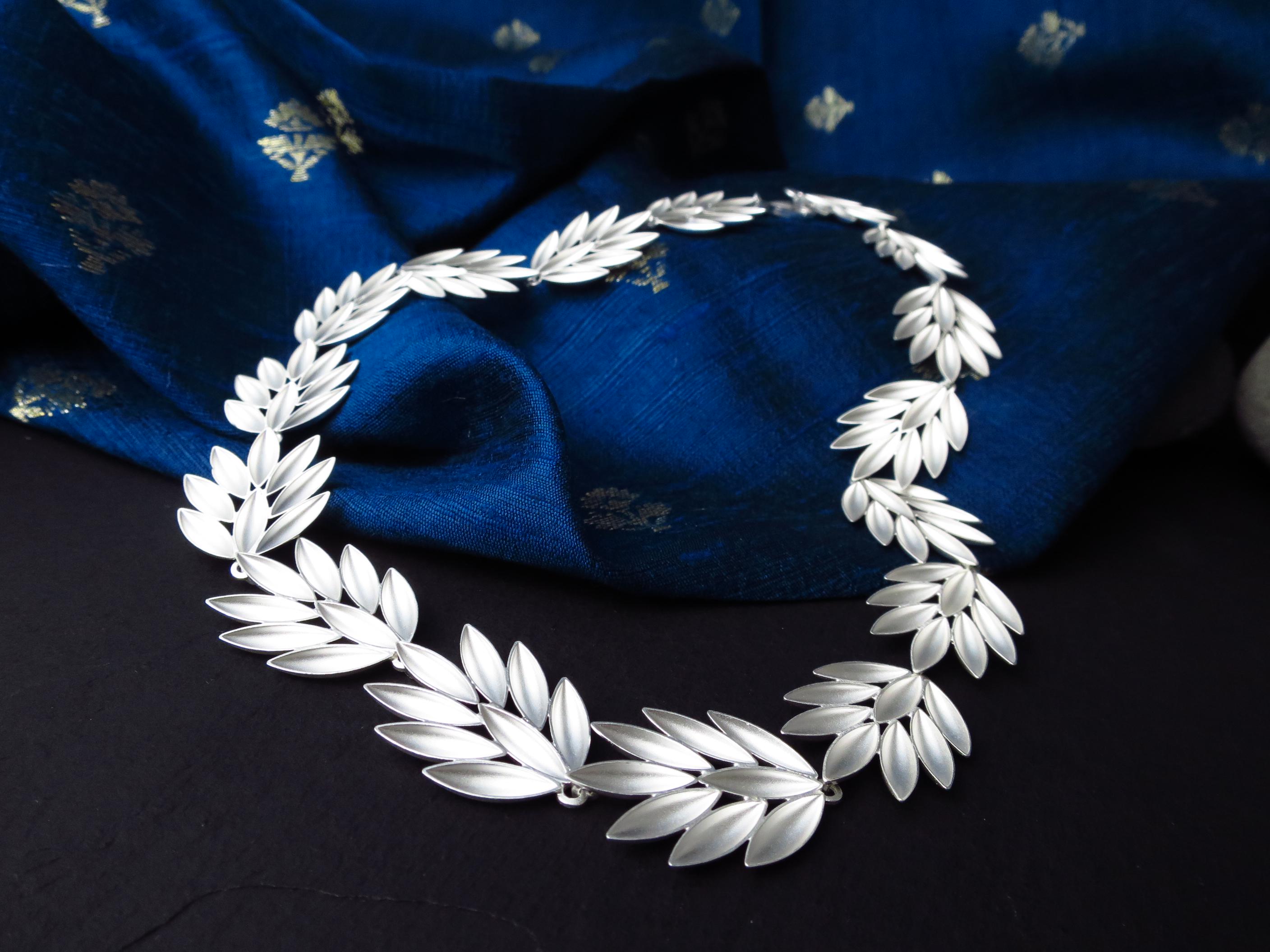 Sterling Silber Blumen Kette 43cm solid Natur Statement