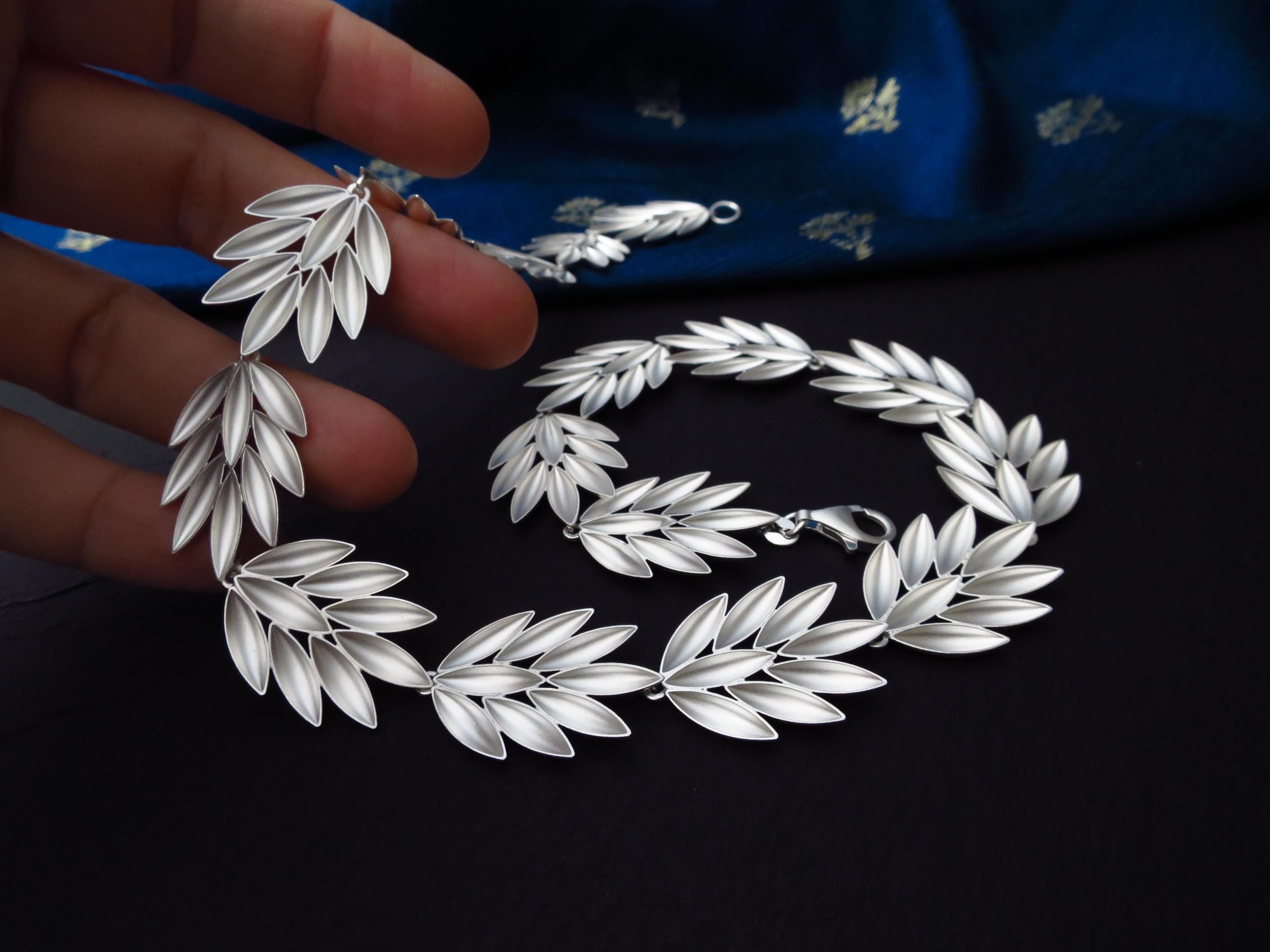 Sterling Silber Blumen Kette 43cm solid Natur Statement