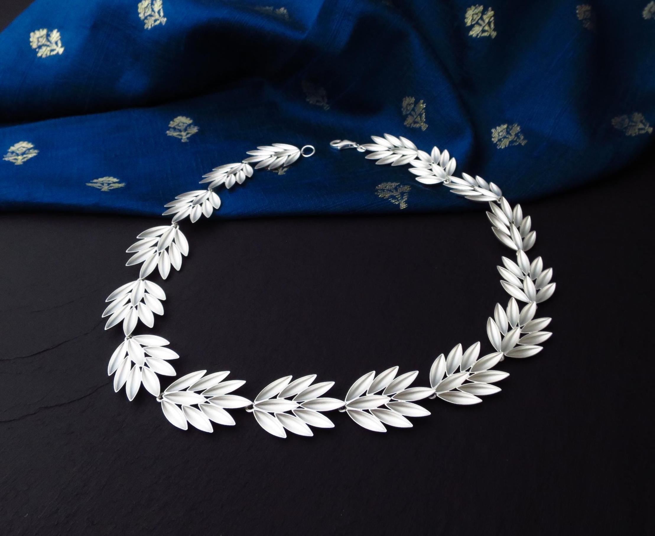 Sterling Silber Blumen Kette 43cm solid Natur Statement