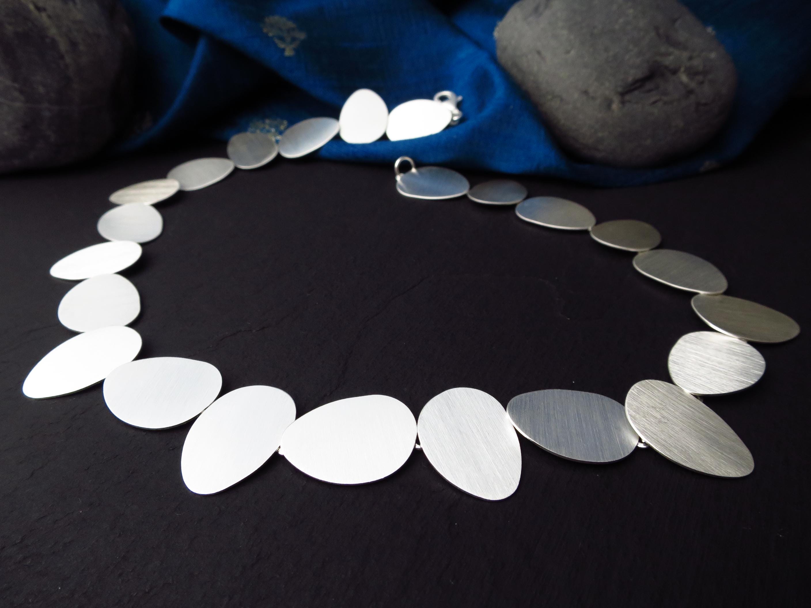 Sterling Silber Kette 44cm solid Scheiben Statement