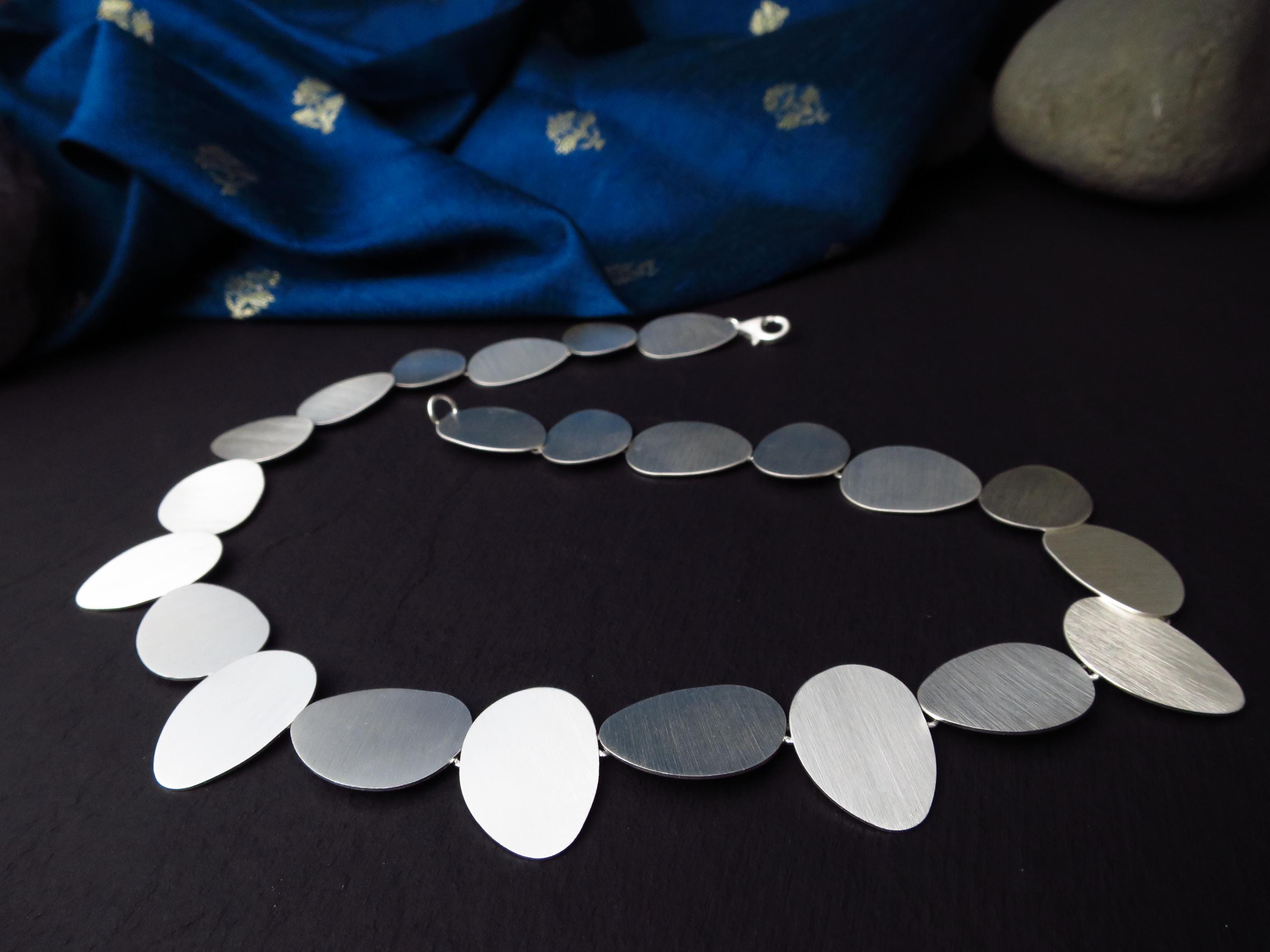 Sterling Silber Kette 44cm solid Scheiben Statement