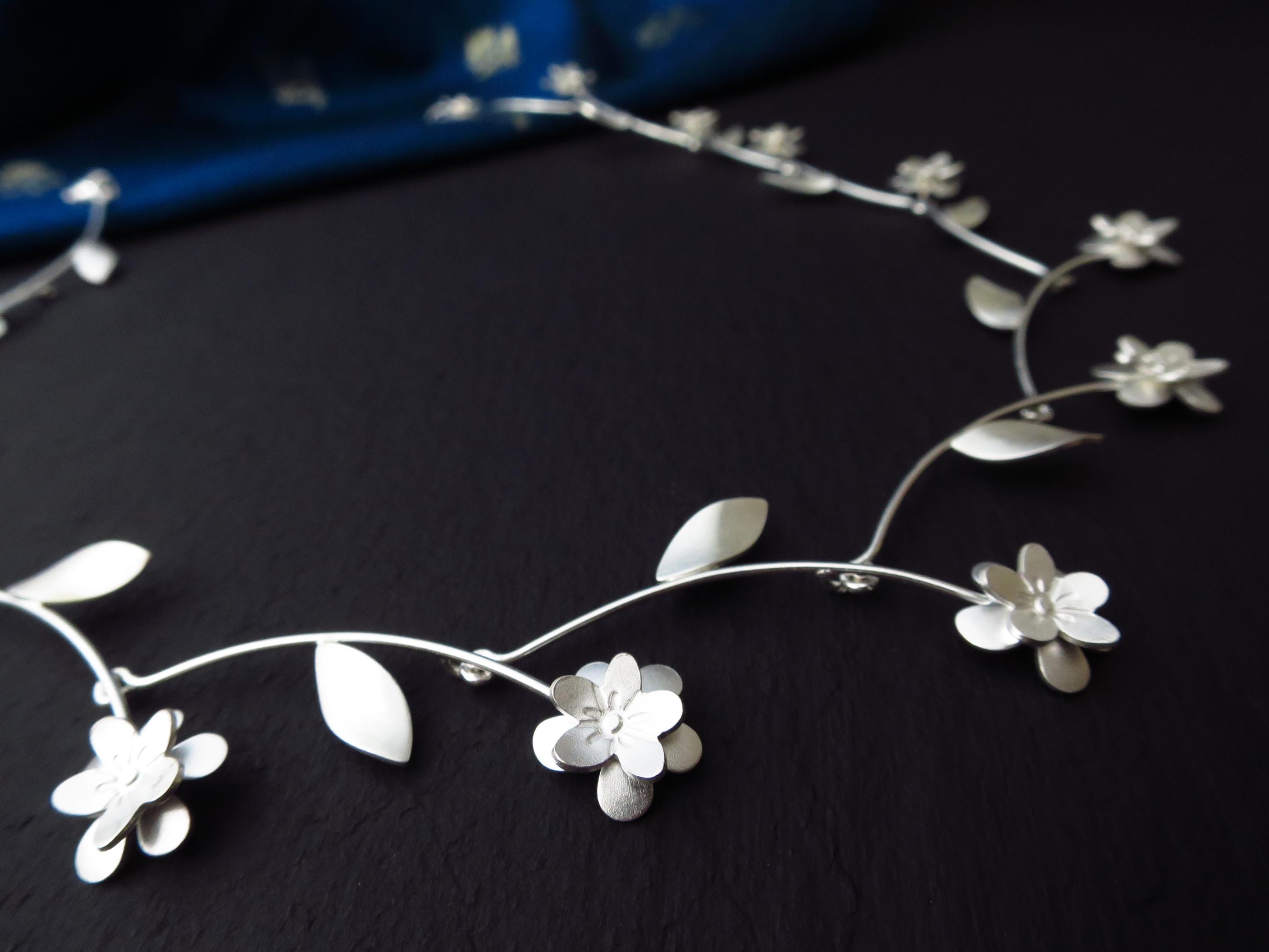 Sterling Silber Kette 43cm solid Gänseblümchen Kette