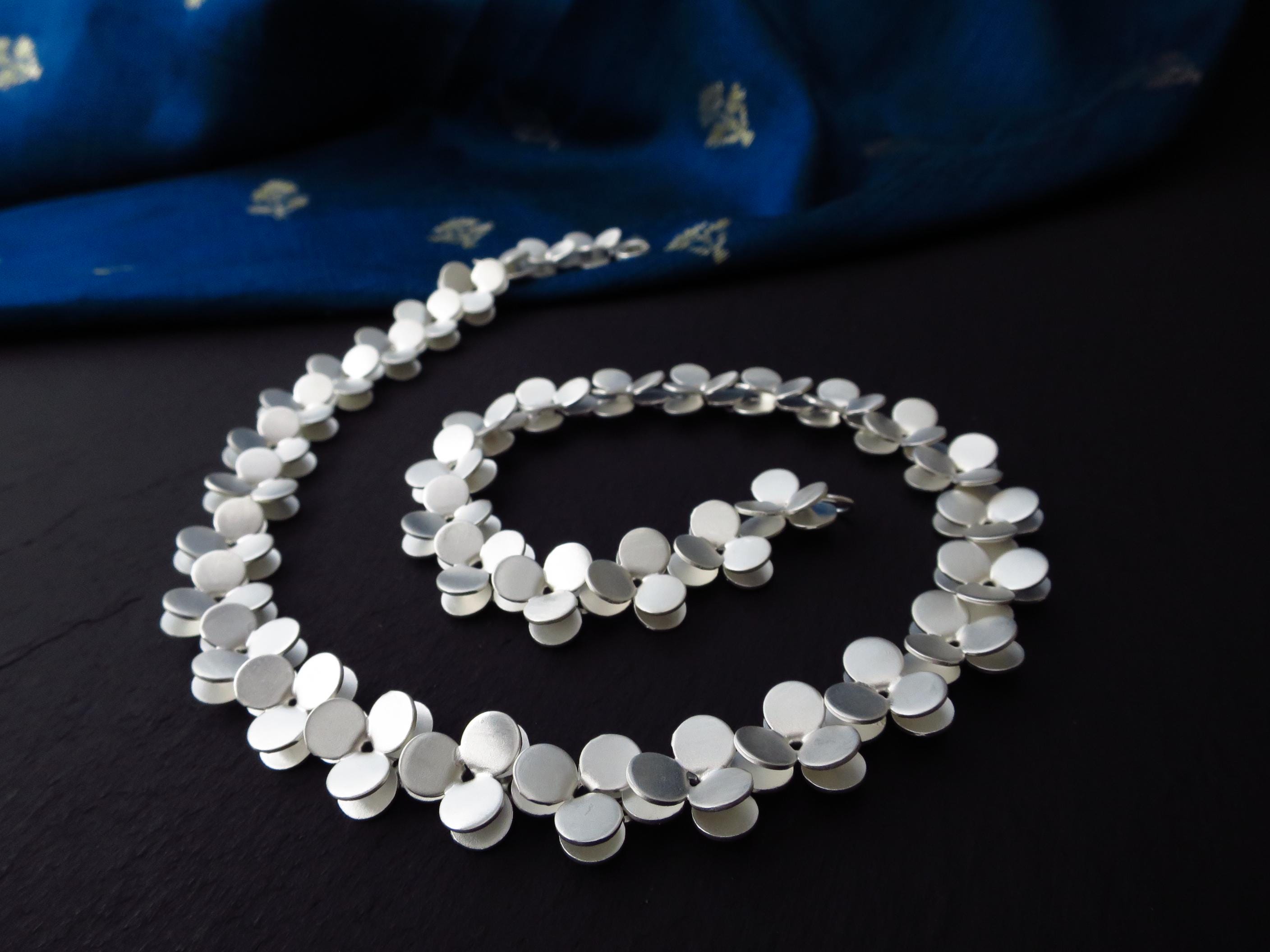 Sterling Silber Kette 43cm solid Blümchenkette