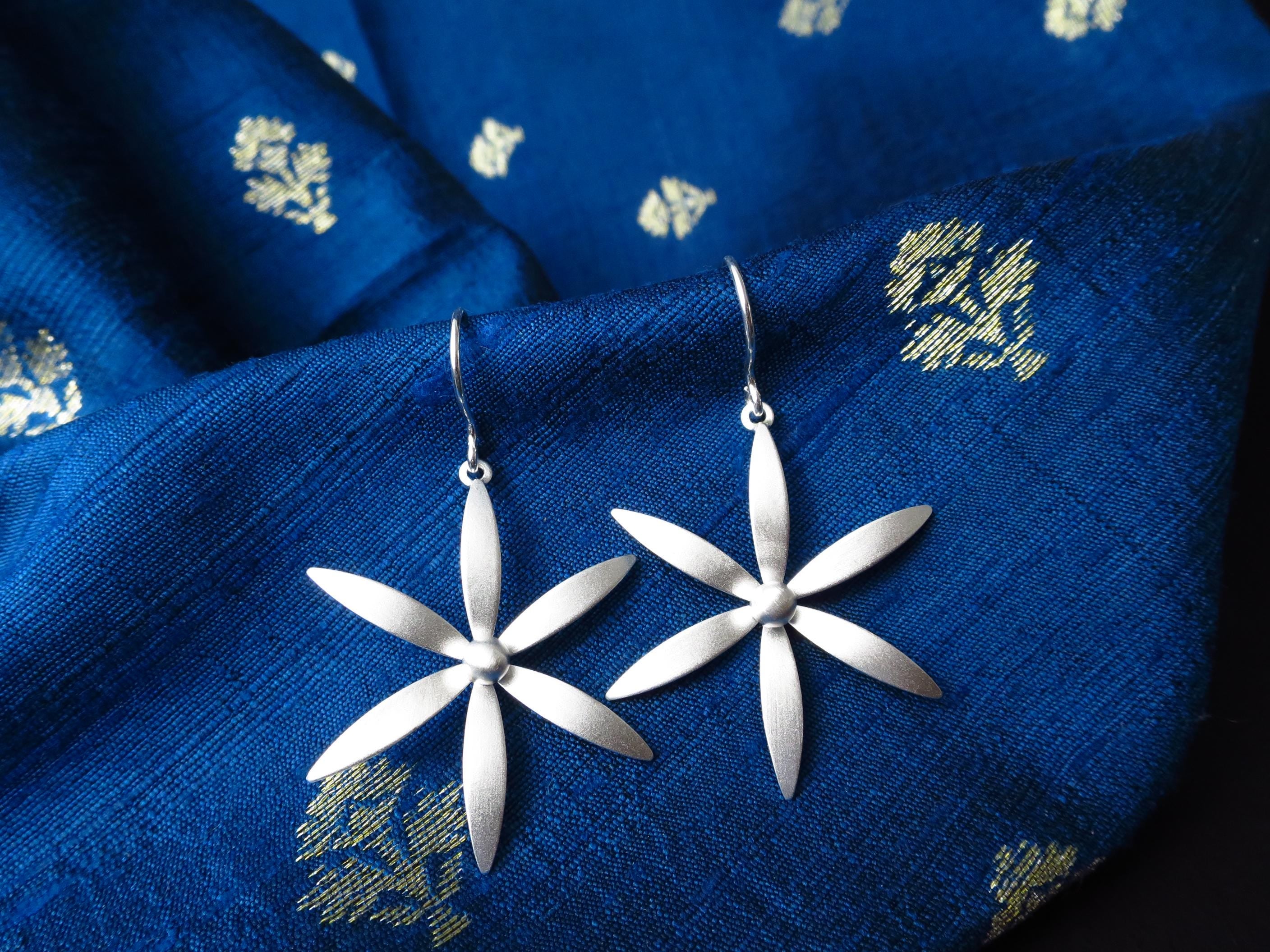 Sterling Silber Ohrringe solid Blumen Statement