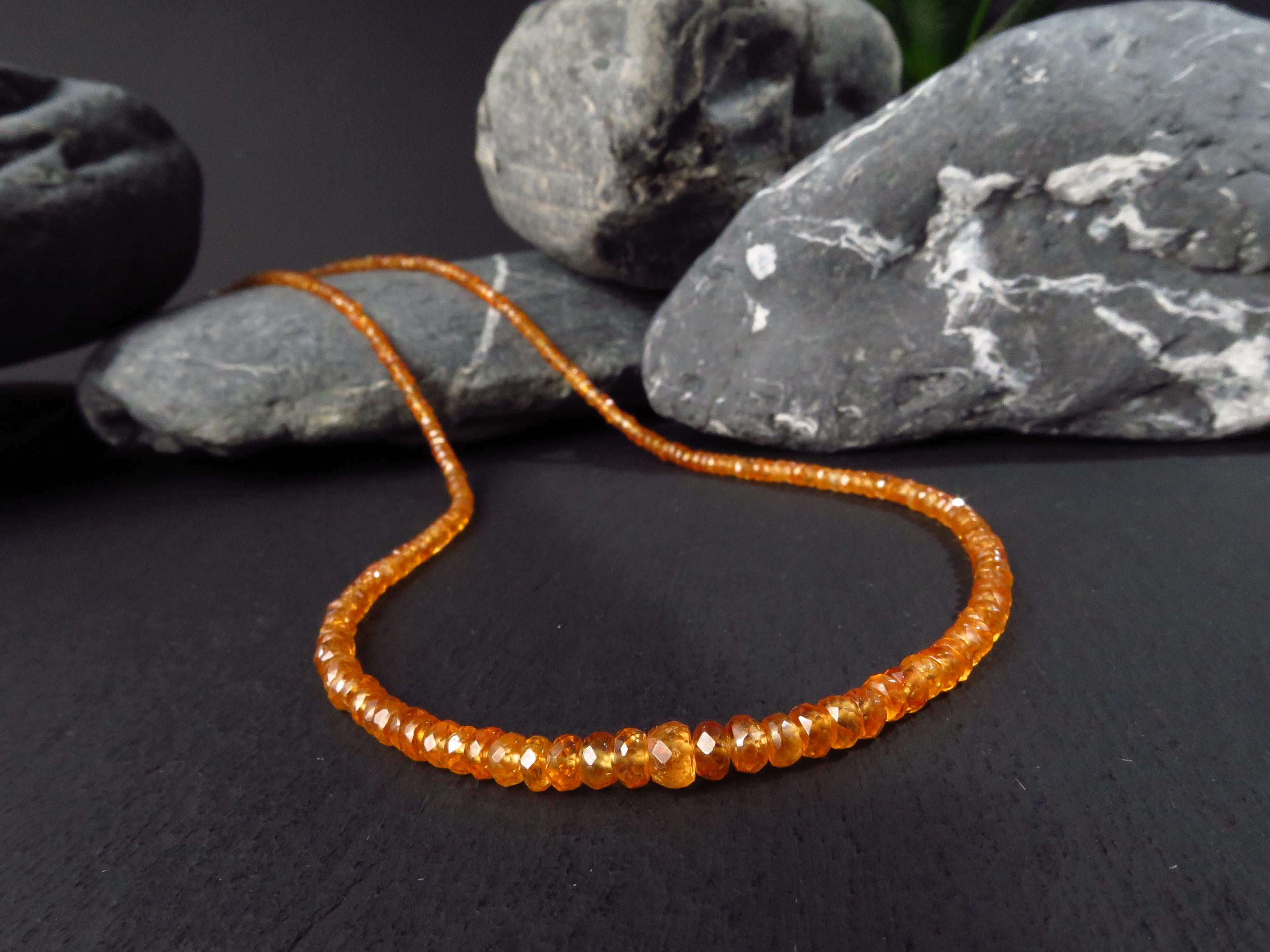 Mandarin Granat Kette orange Silber 49cm facettiert