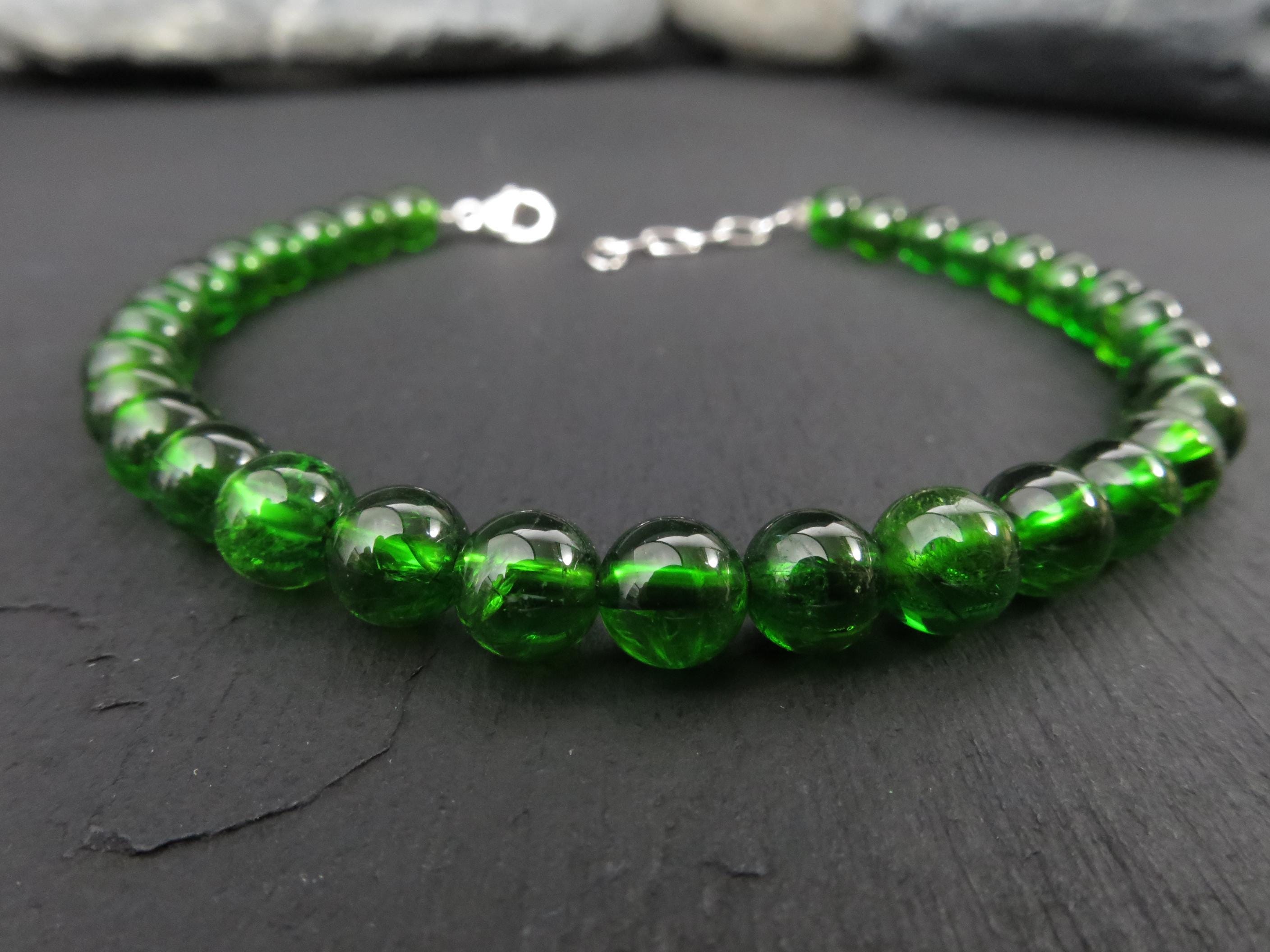 Chromdiopsid Armband grünes Edelsteinarmband 17,5- 20cm