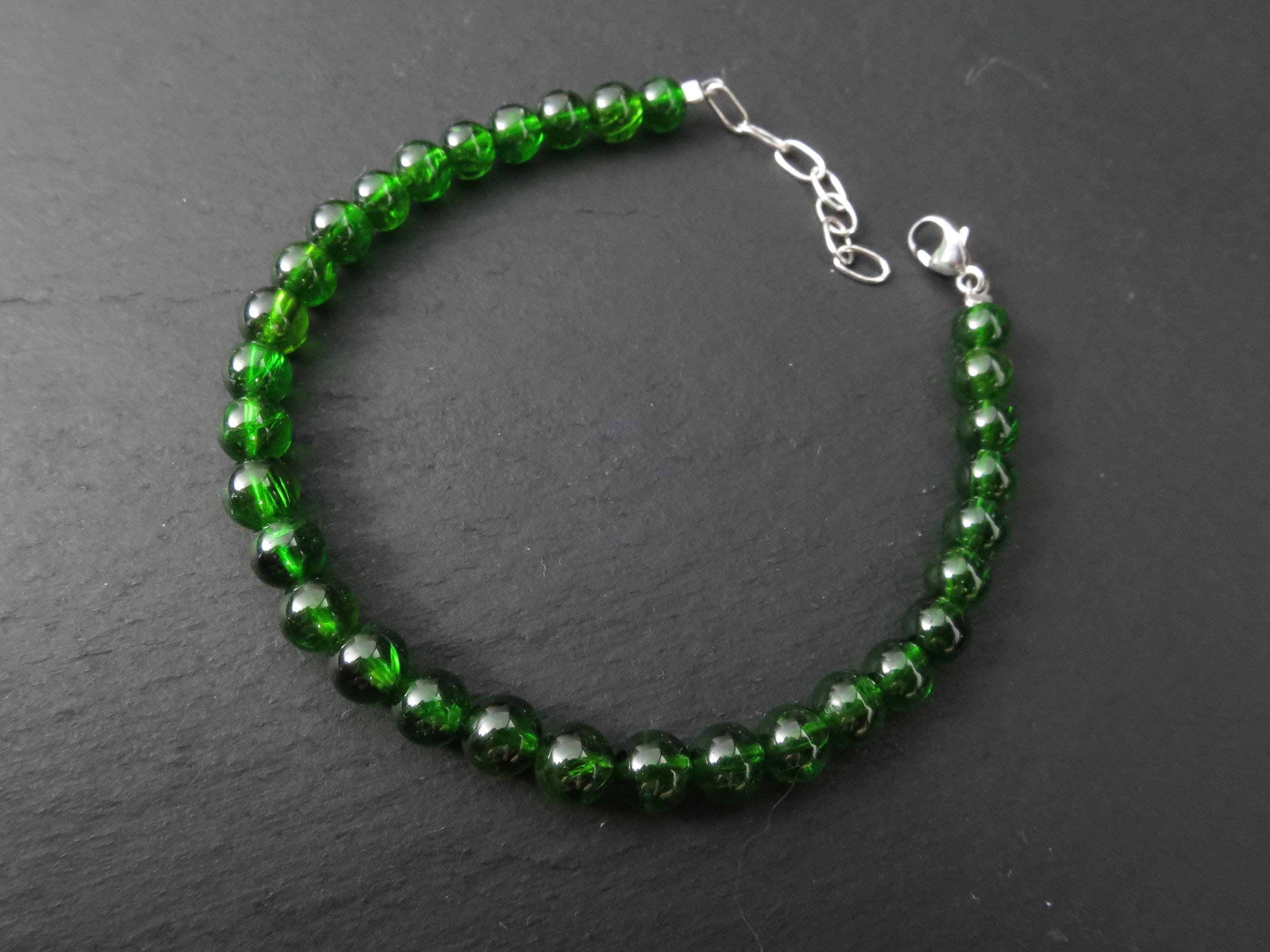Chromdiopsid Armband grünes Edelsteinarmband 17 - 20cm