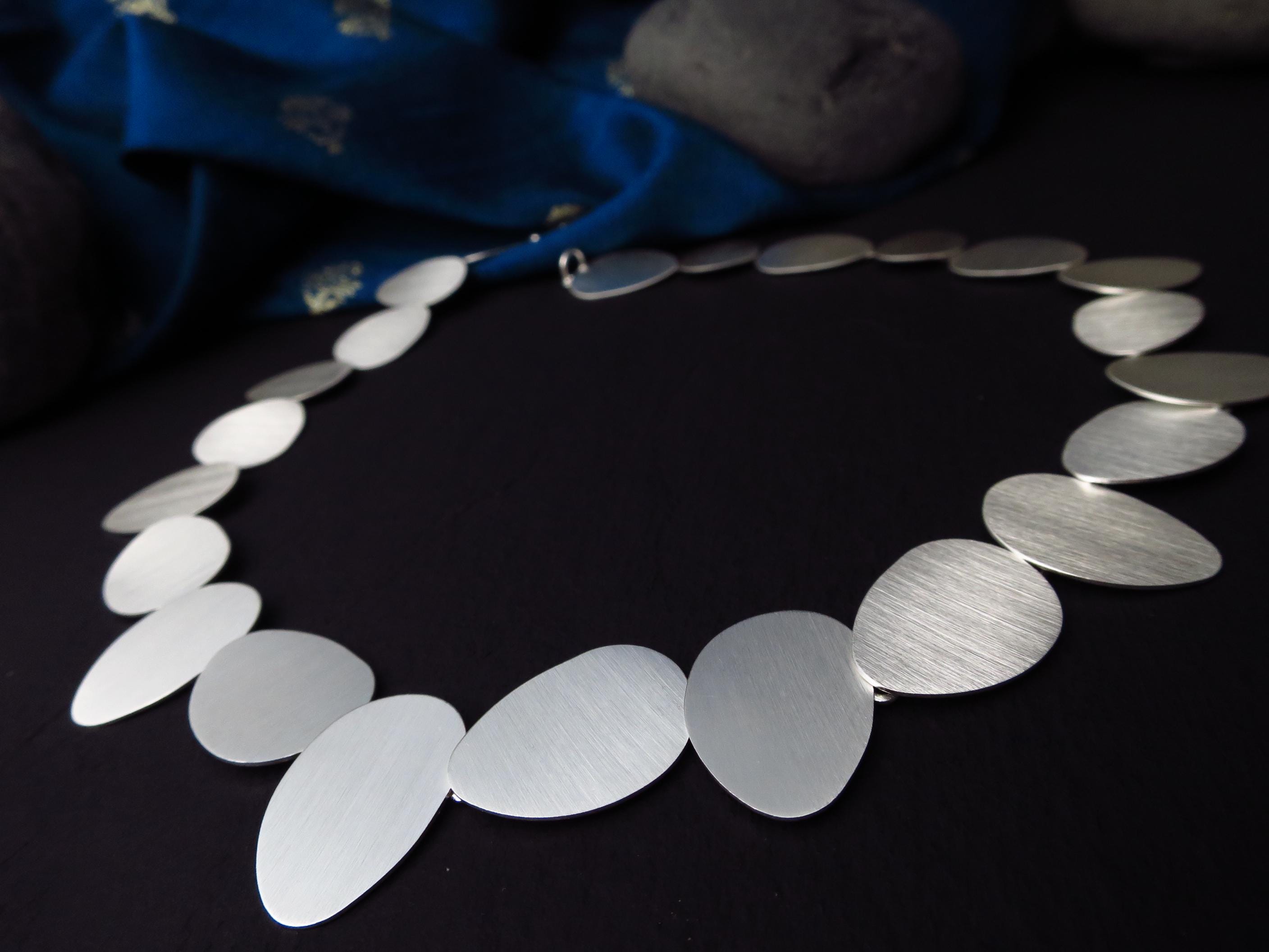 Sterling Silber Kette 44cm solid Scheiben Statement