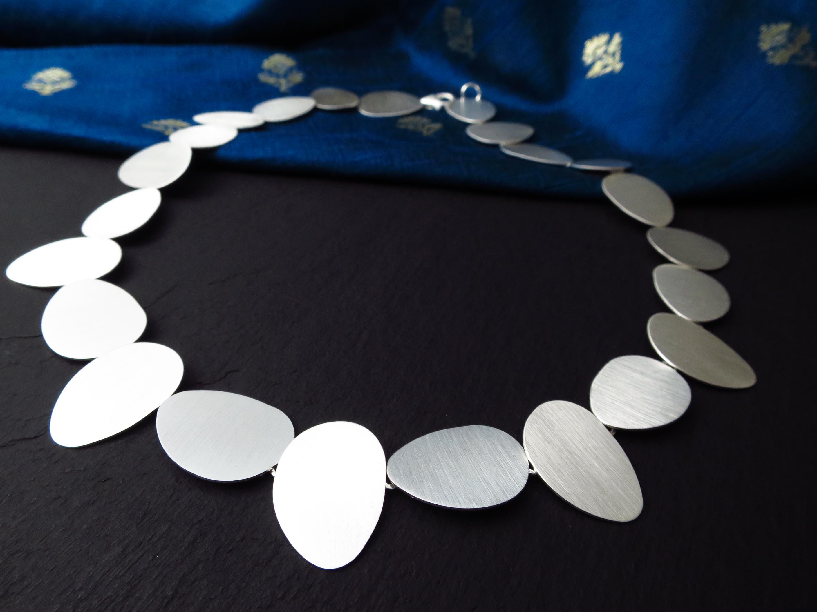 Sterling Silber Kette 44cm solid Scheiben Statement