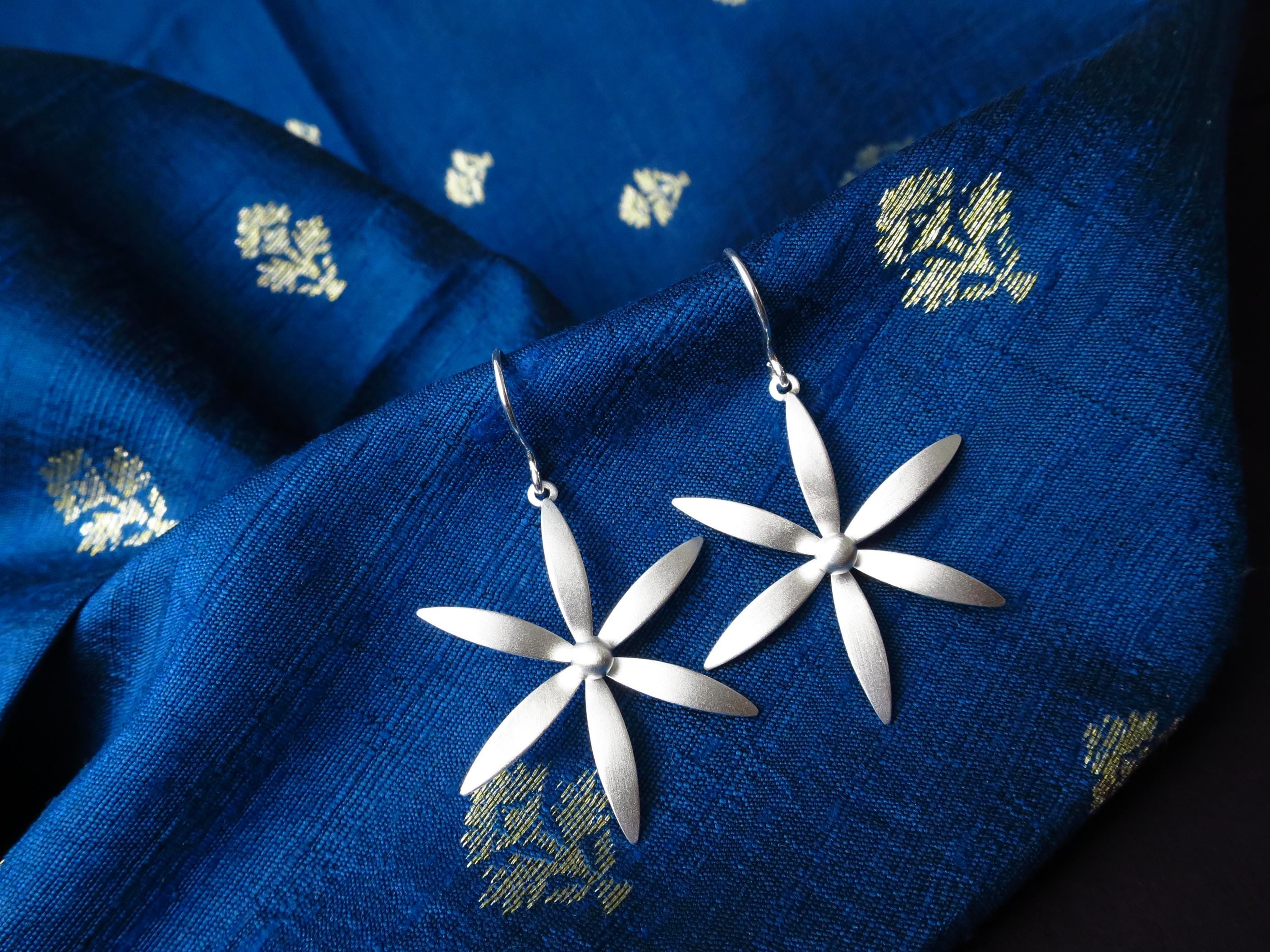 Sterling Silber Ohrringe solid Blumen Statement