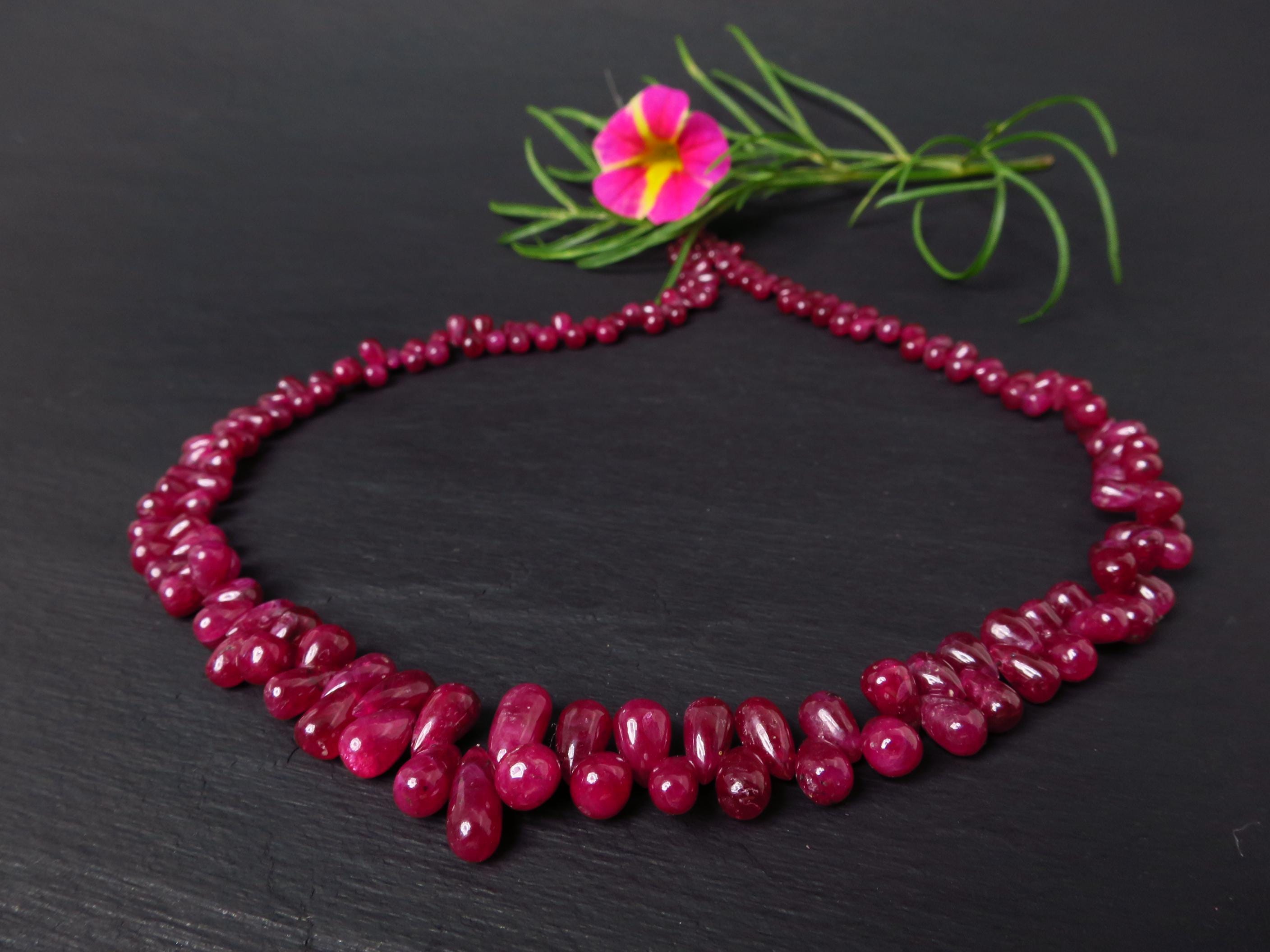Rubin Tropfenkette rot 47cm Natur Edelstein Collier