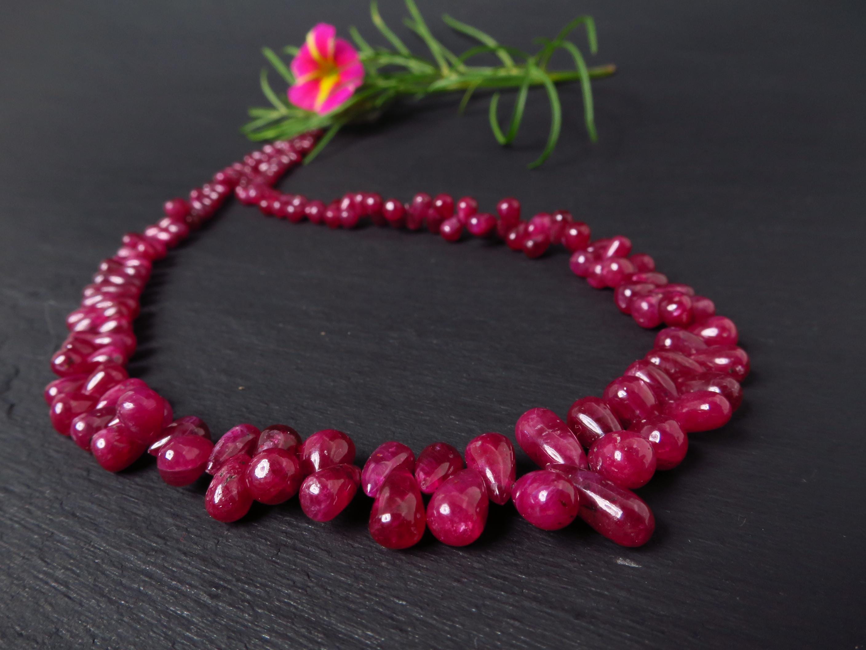 Rubin Tropfenkette rot 47cm Natur Edelstein Collier