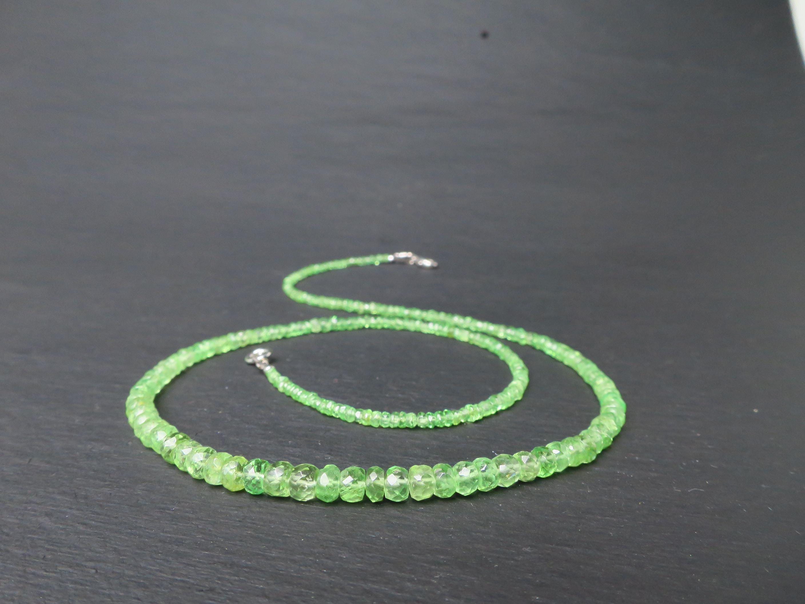 Tsavorit Kette grüner Granat 43cm Sterling Silber