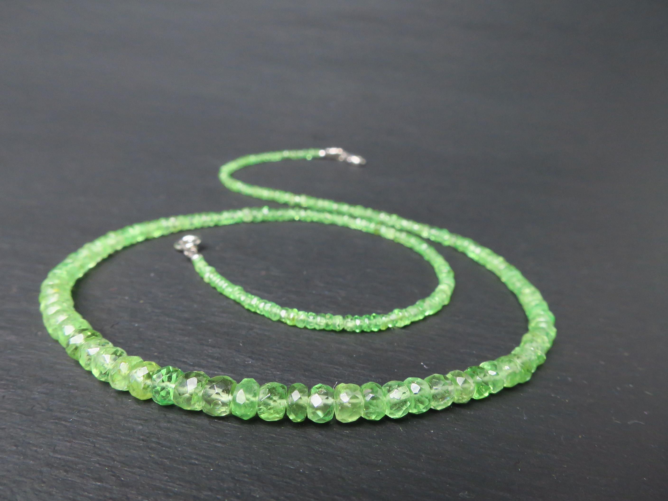 Tsavorit Kette grüner Granat 43cm Sterling Silber