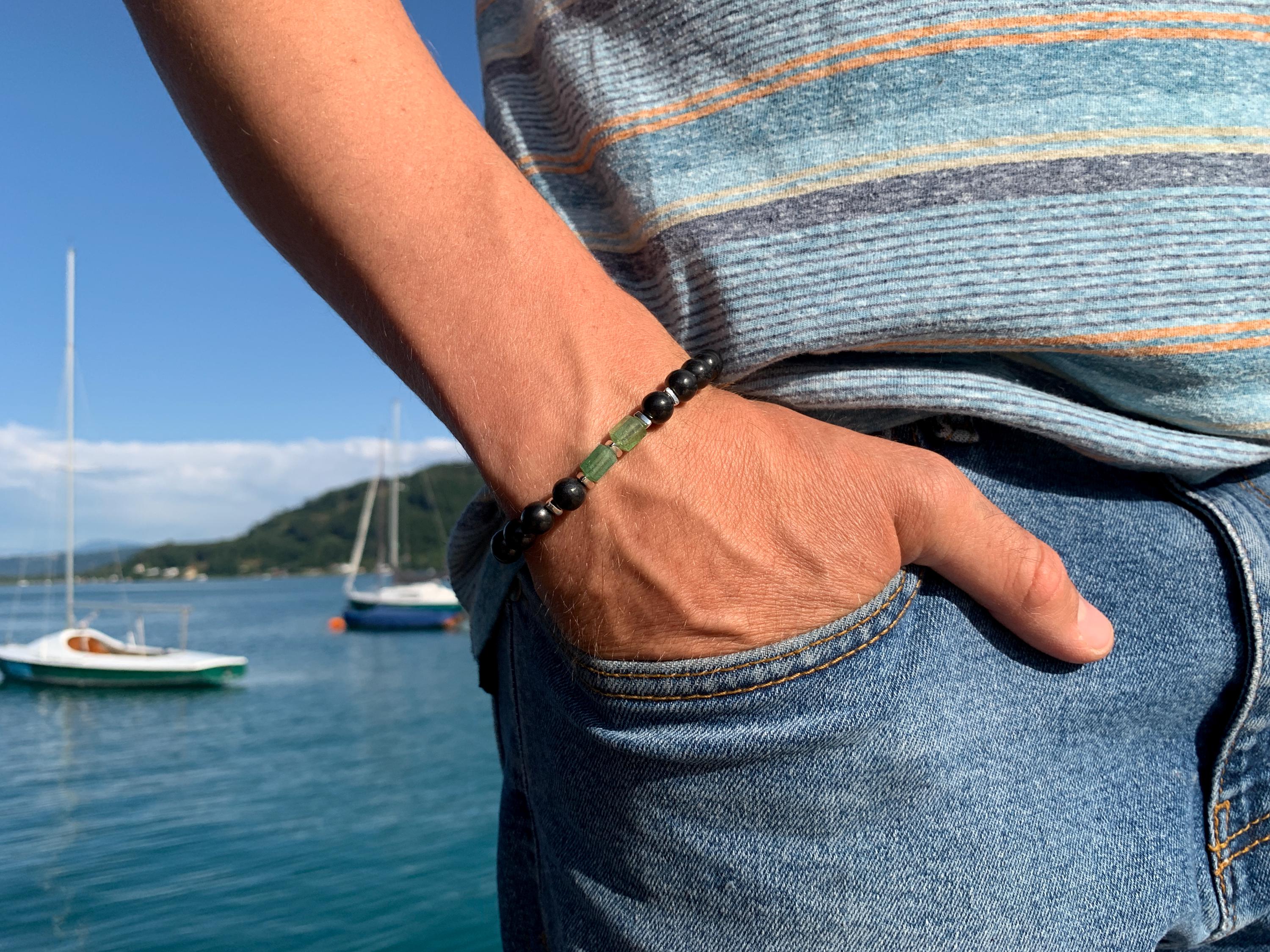 Turmalin Armband mit Schungit für Männer und Frauen