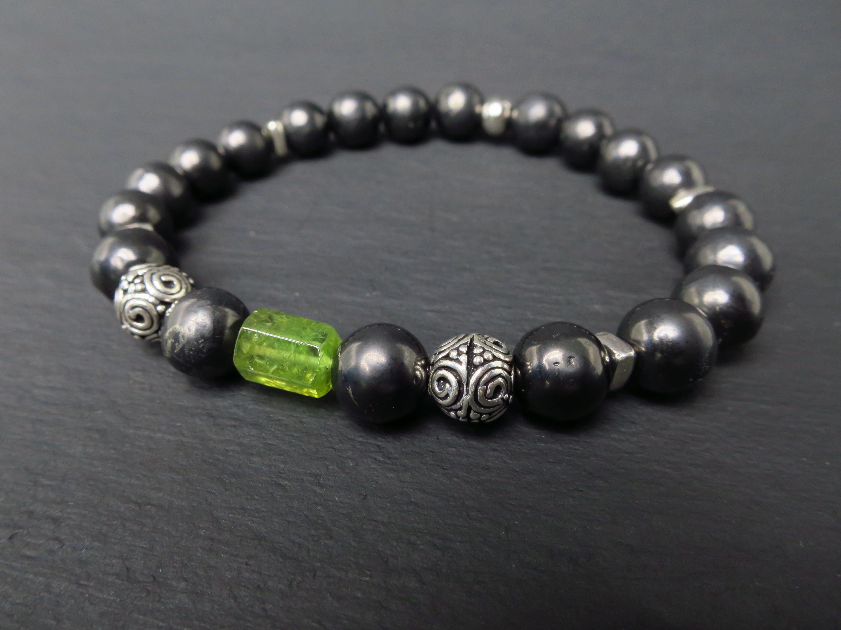 Edelstein Armband Turmalin und Schungit für Männer