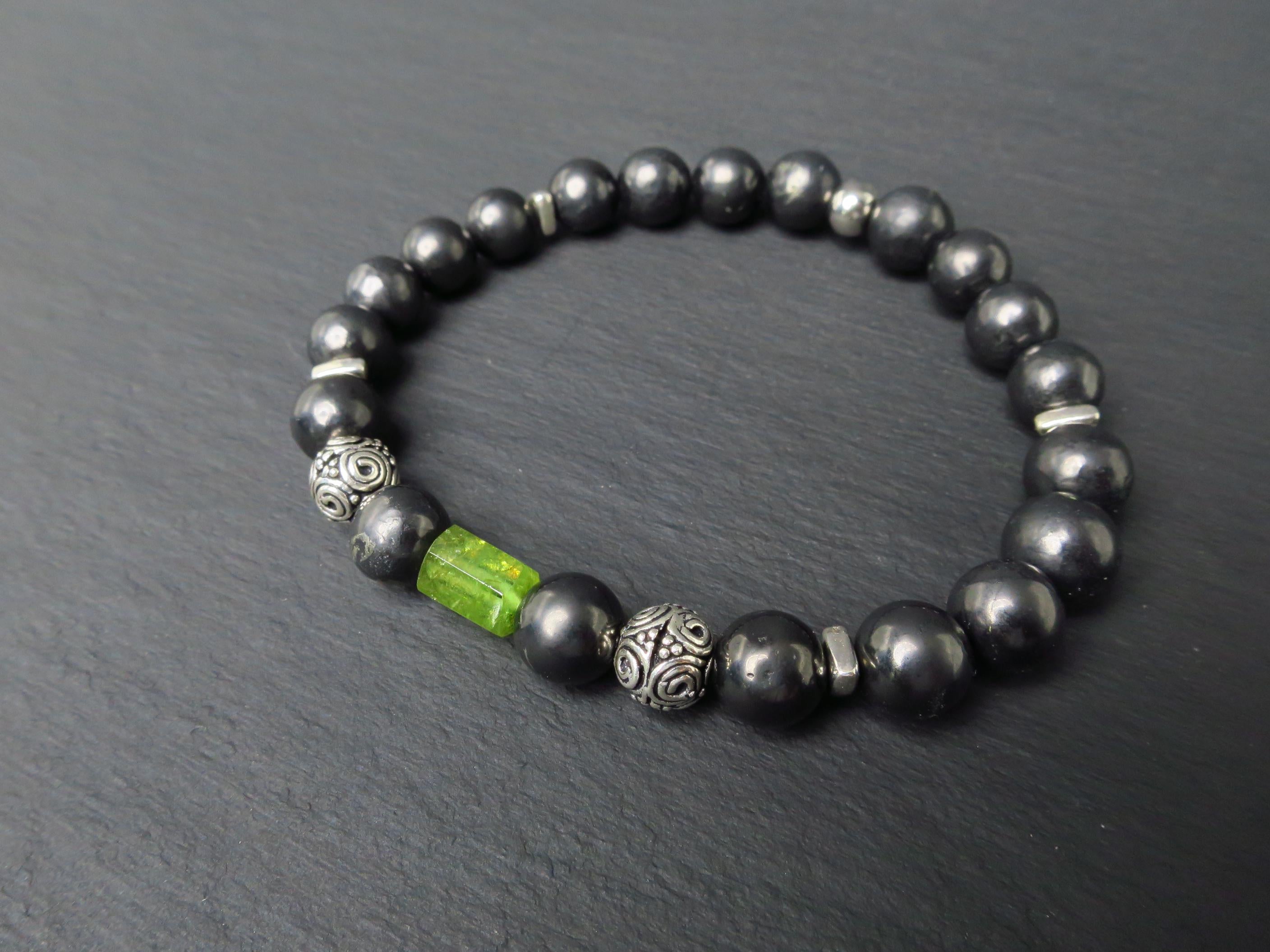 Edelstein Armband Turmalin und Schungit für Männer