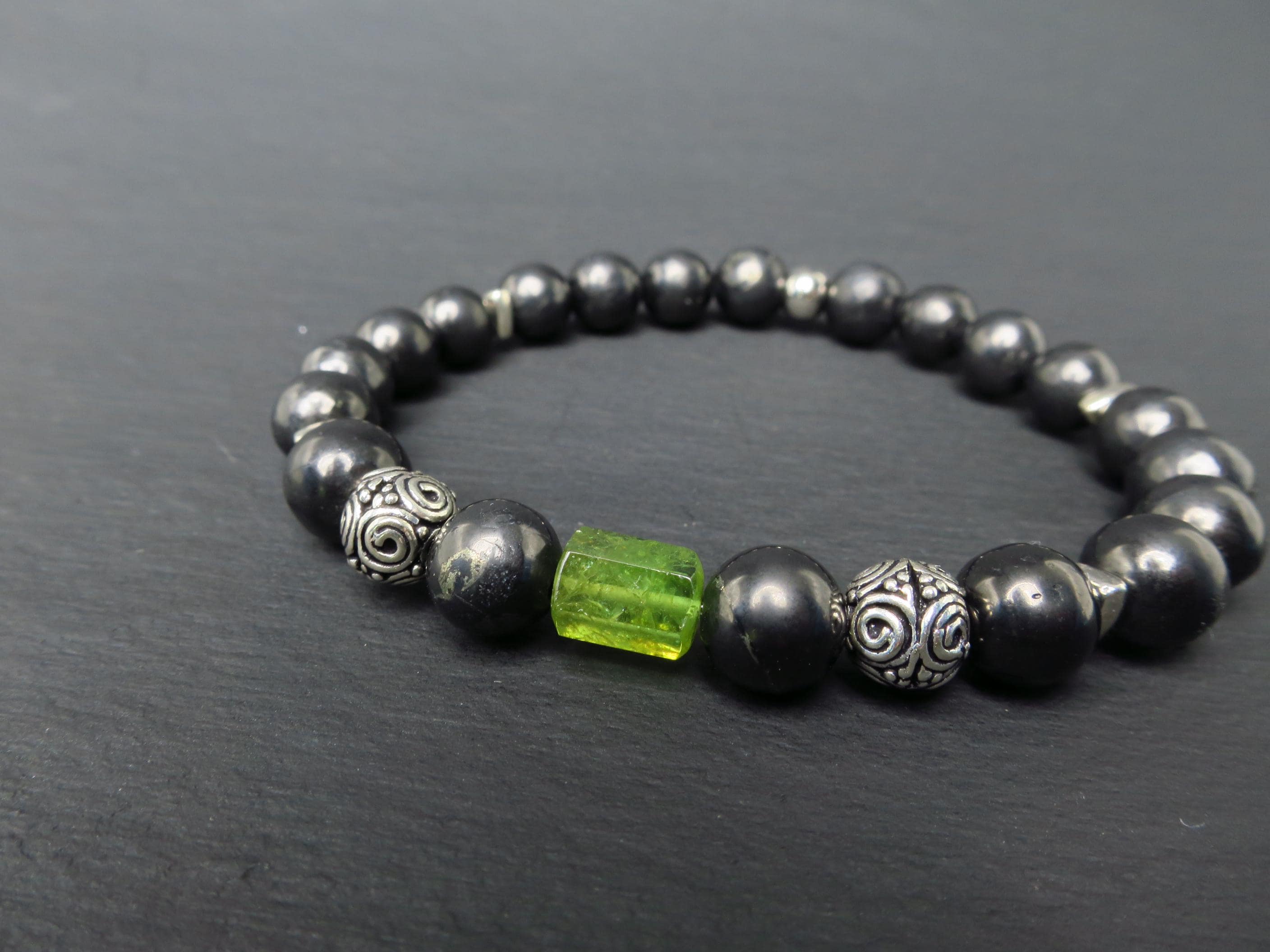 Edelstein Armband Turmalin und Schungit für Männer