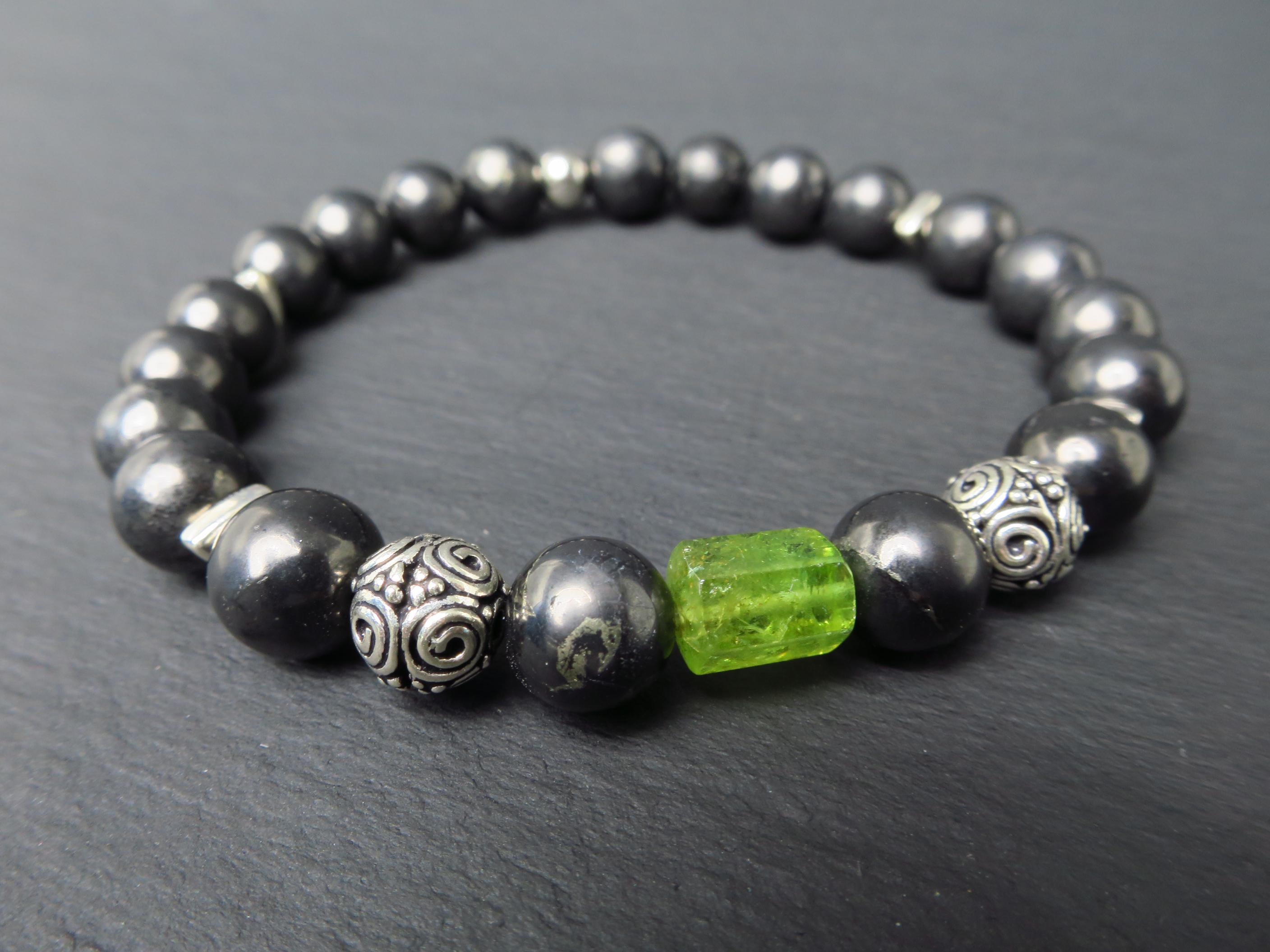 Edelstein Armband Turmalin und Schungit für Männer