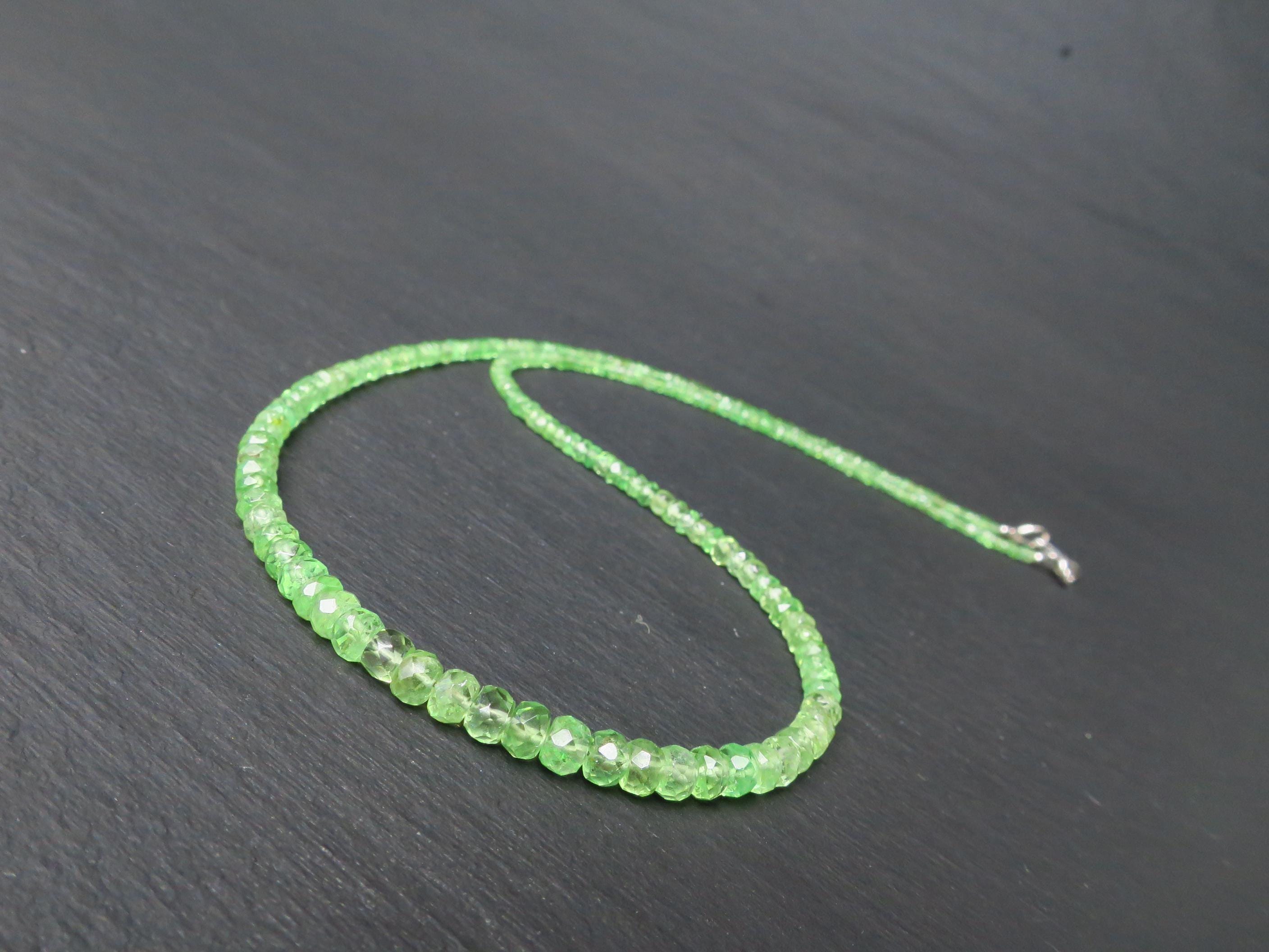 Tsavorit Kette grüner Granat 42cm Sterling Silber