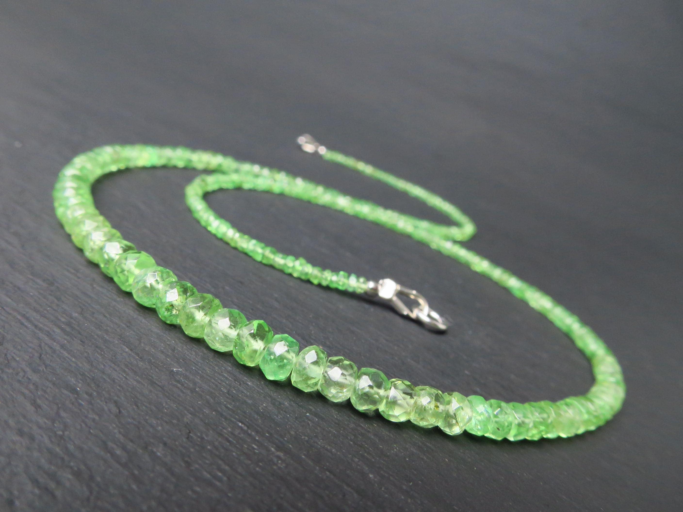Tsavorit Kette grüner Granat 42cm Sterling Silber