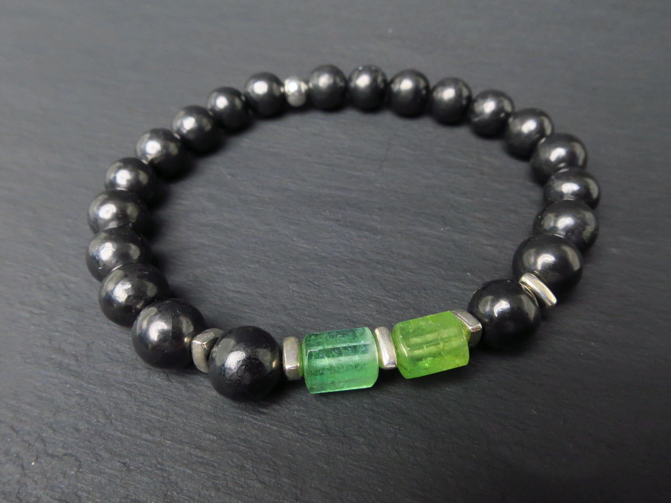 Turmalin Armband mit Schungit für Männer und Frauen