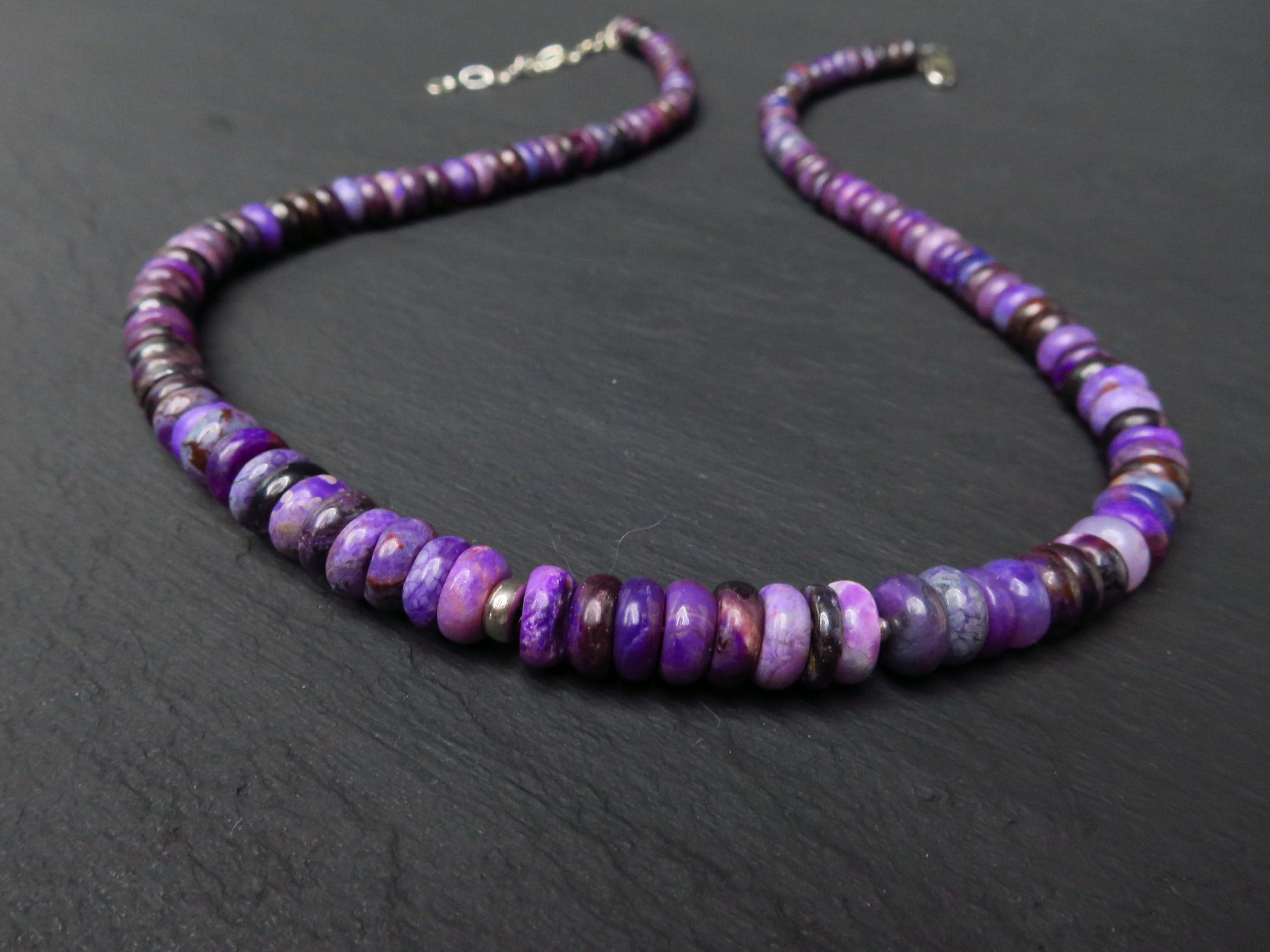 Sugilith Kette Silber lila 43,5cm echte Edelsteinkette