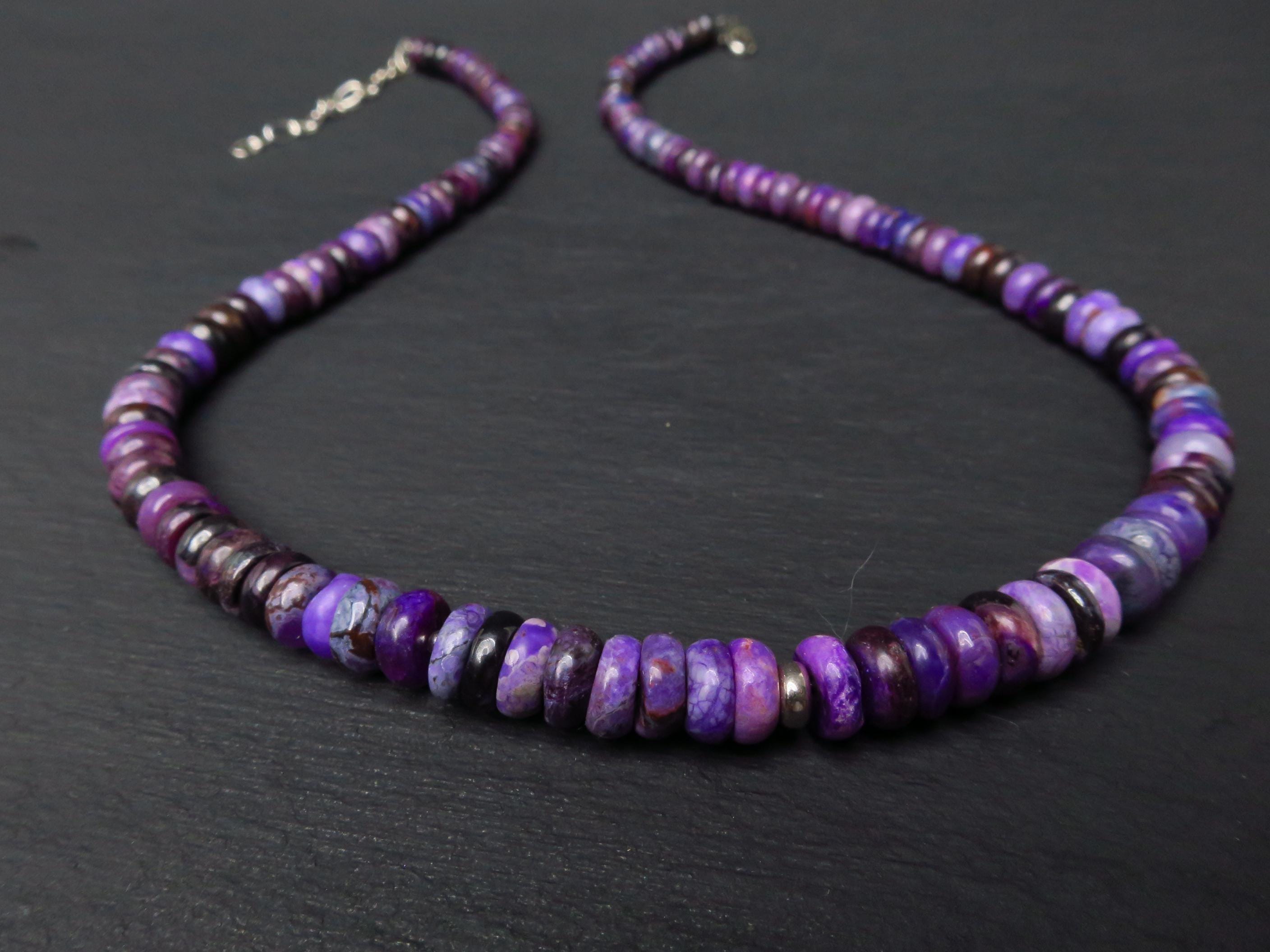Sugilith Kette Silber lila 43,5cm echte Edelsteinkette